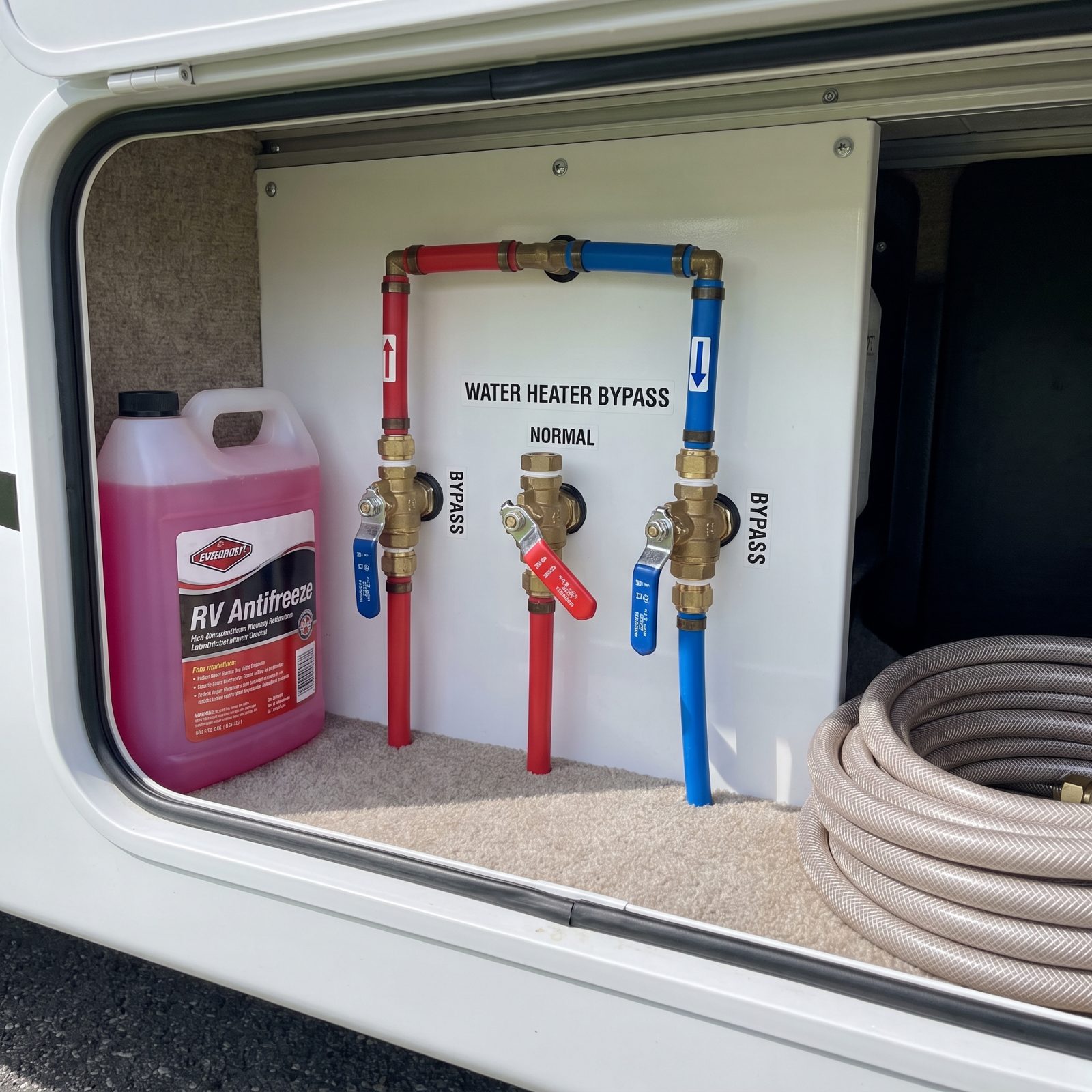 Put the Water Heater in Bypass So You Don't Fill It With Antifreeze