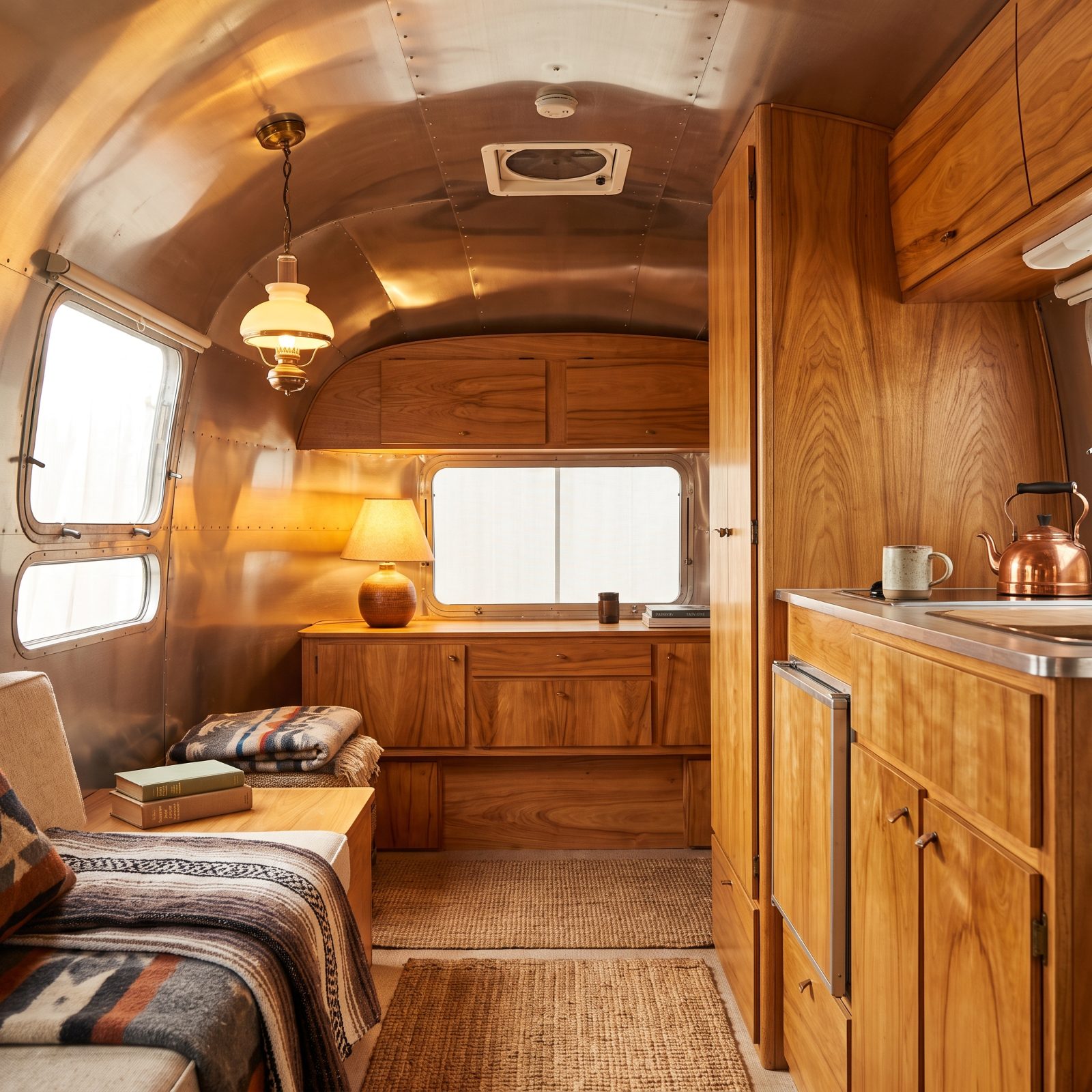 Real Wood Veneer Inside a Metal Travel Trailer