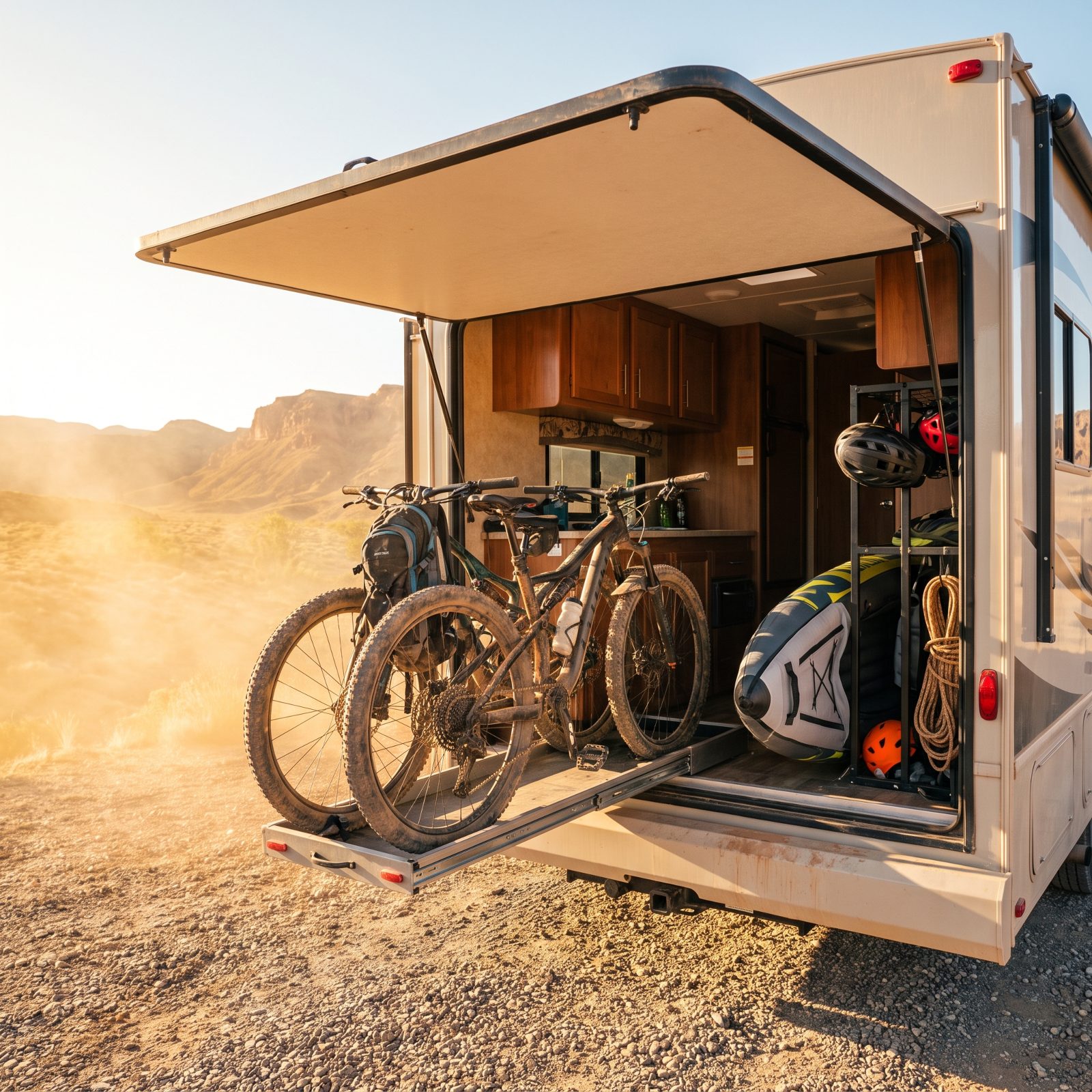 A Rear Gear Garage for Bikes and Adventure Equipment