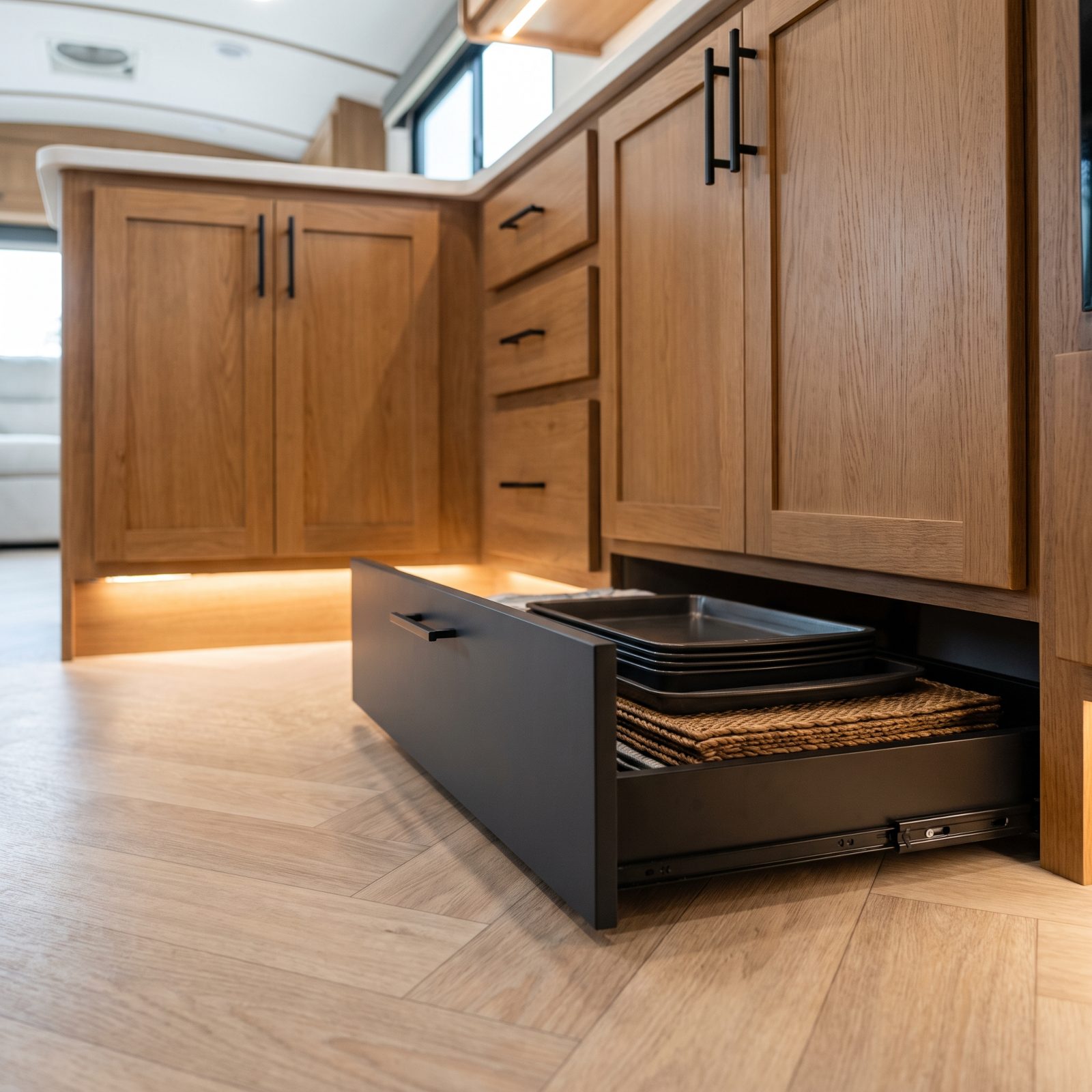Reclaim the Dead Space Under the Cabinets With Toe-Kick Drawers