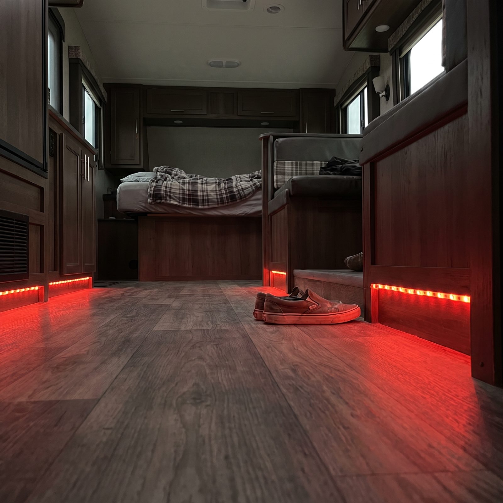 Red Floor-Level Lights That Preserve Night Vision