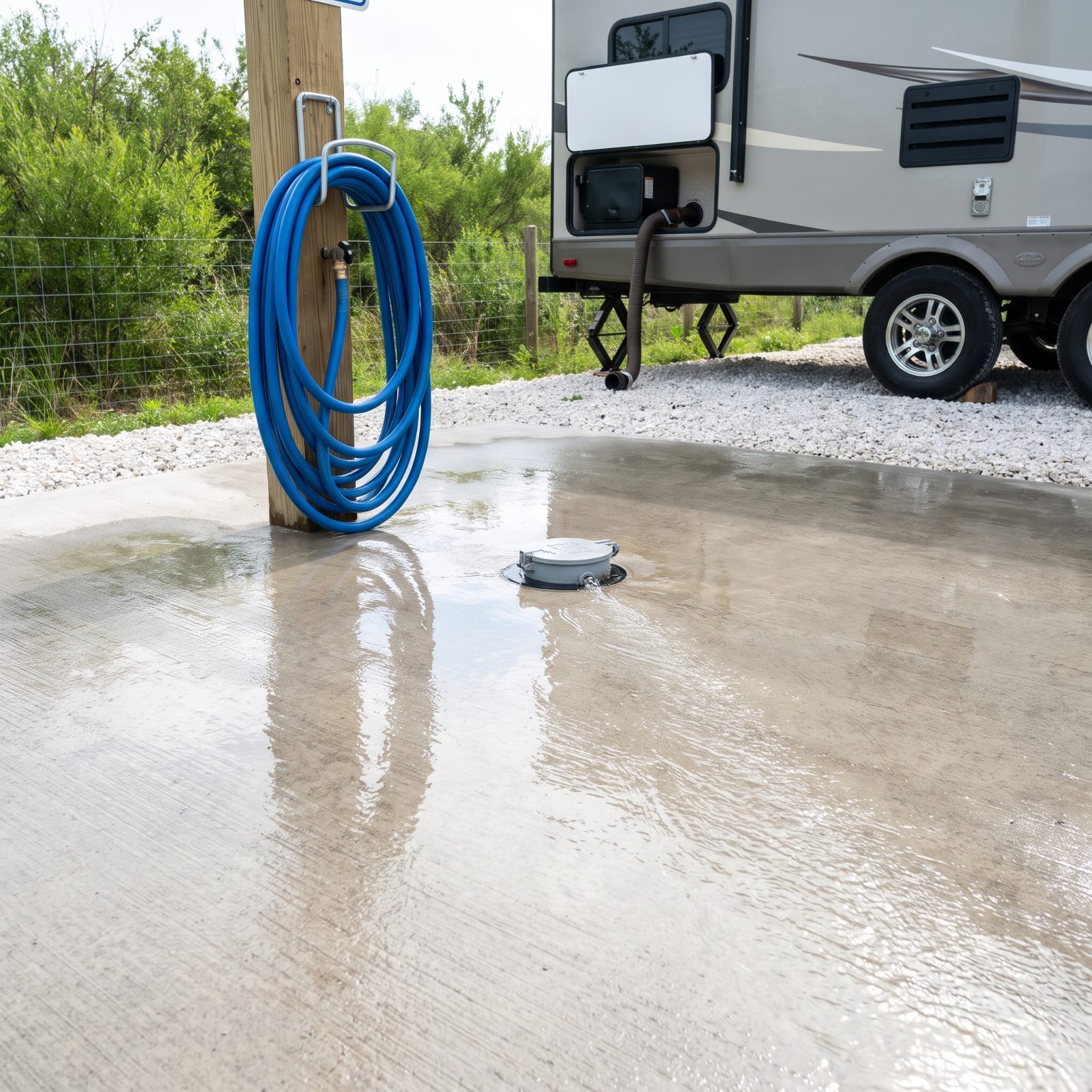 Rinse the Dump Station Hose and Pad When You're Done
