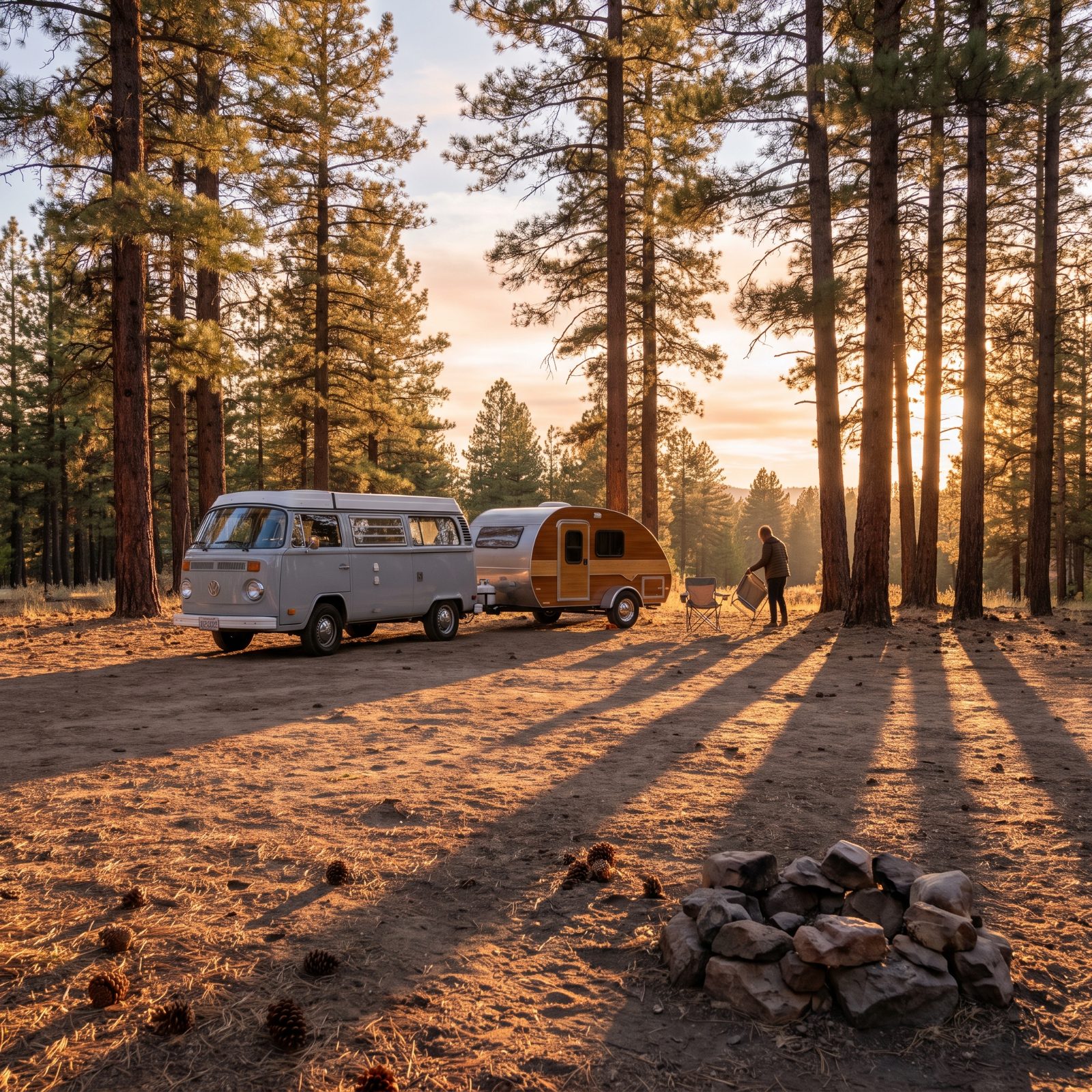 Rolling Into Camp as the Sun Goes Down