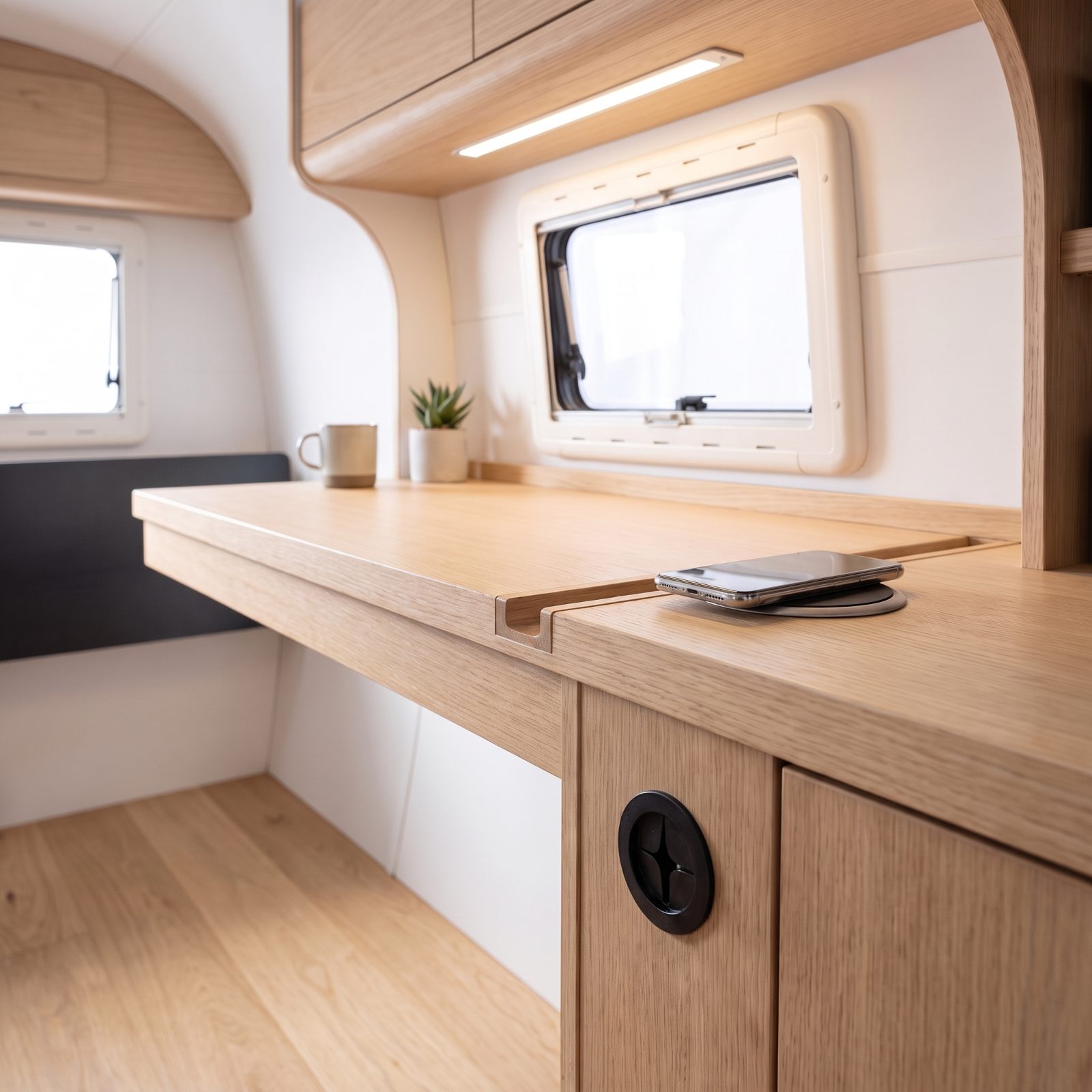 Run the Cords and Chargers Through Built-In Channels