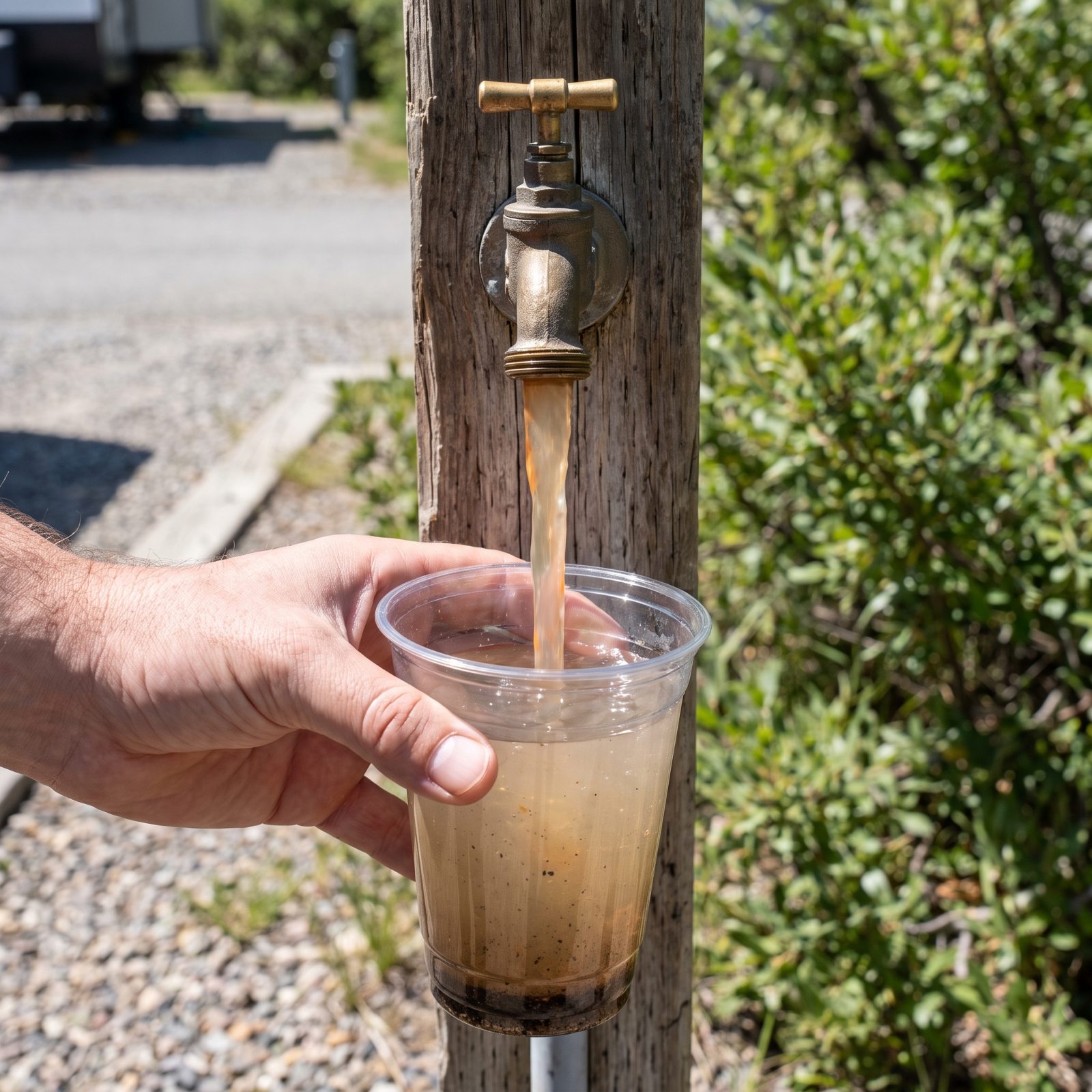 Run the Spigot Into a Clear Cup Before Connecting the Hose