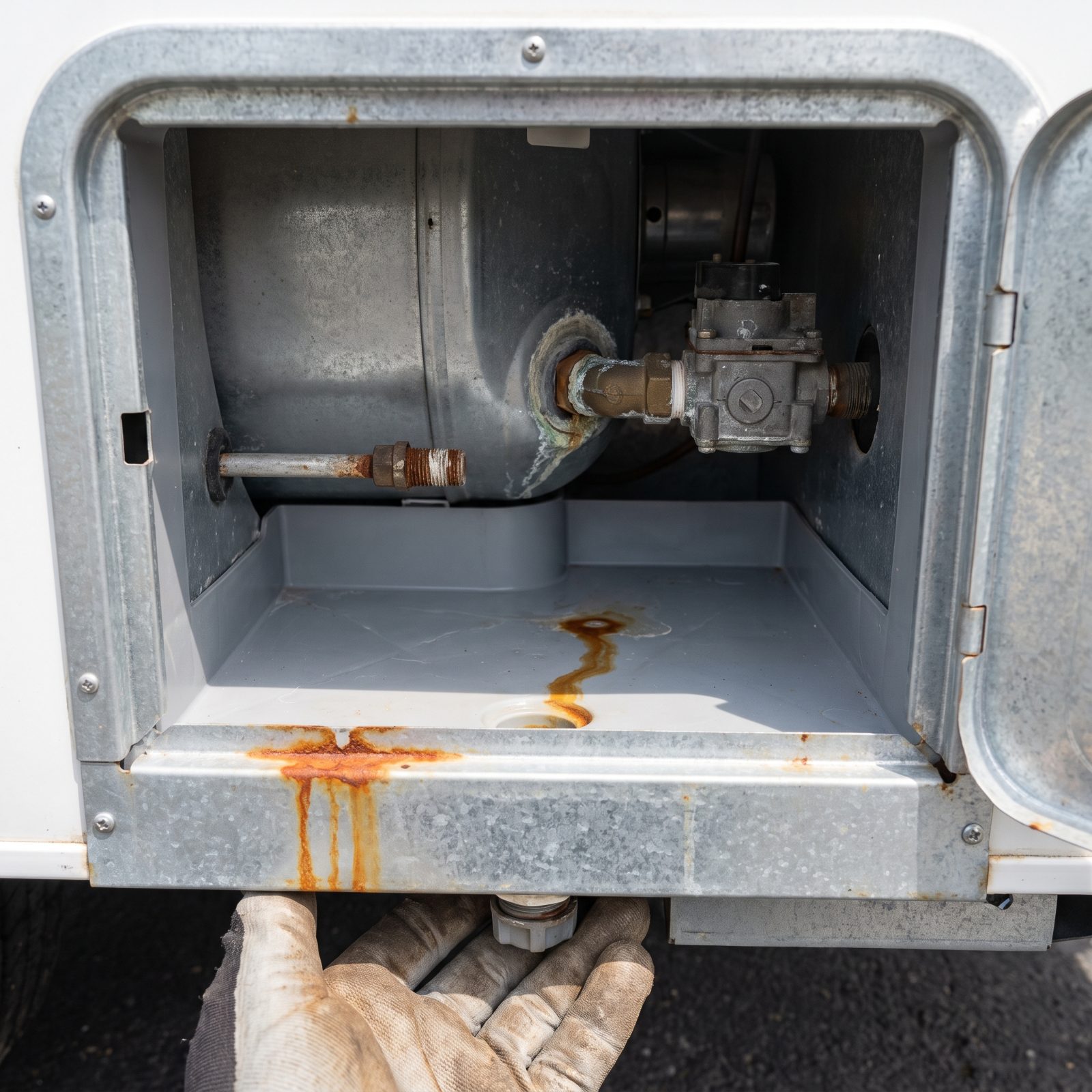 Rust Streaks or Drips Beneath the Water Heater