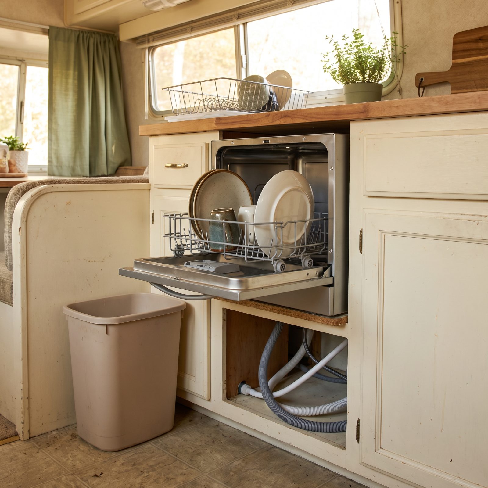 RV Dishwashers That Eat Cabinet Space, Water, and Electrical Capacity