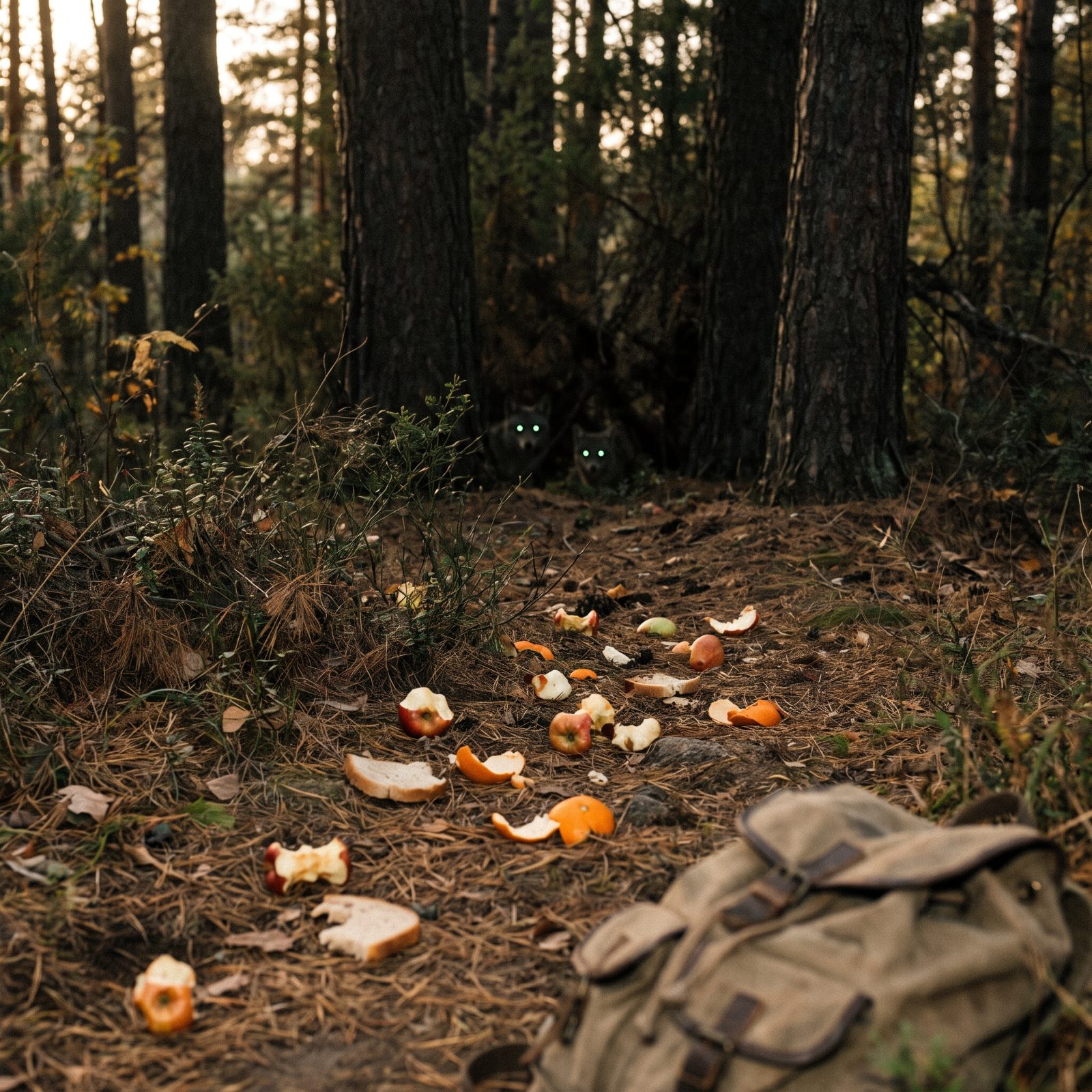 Scattering Food Scraps Around the Campsite