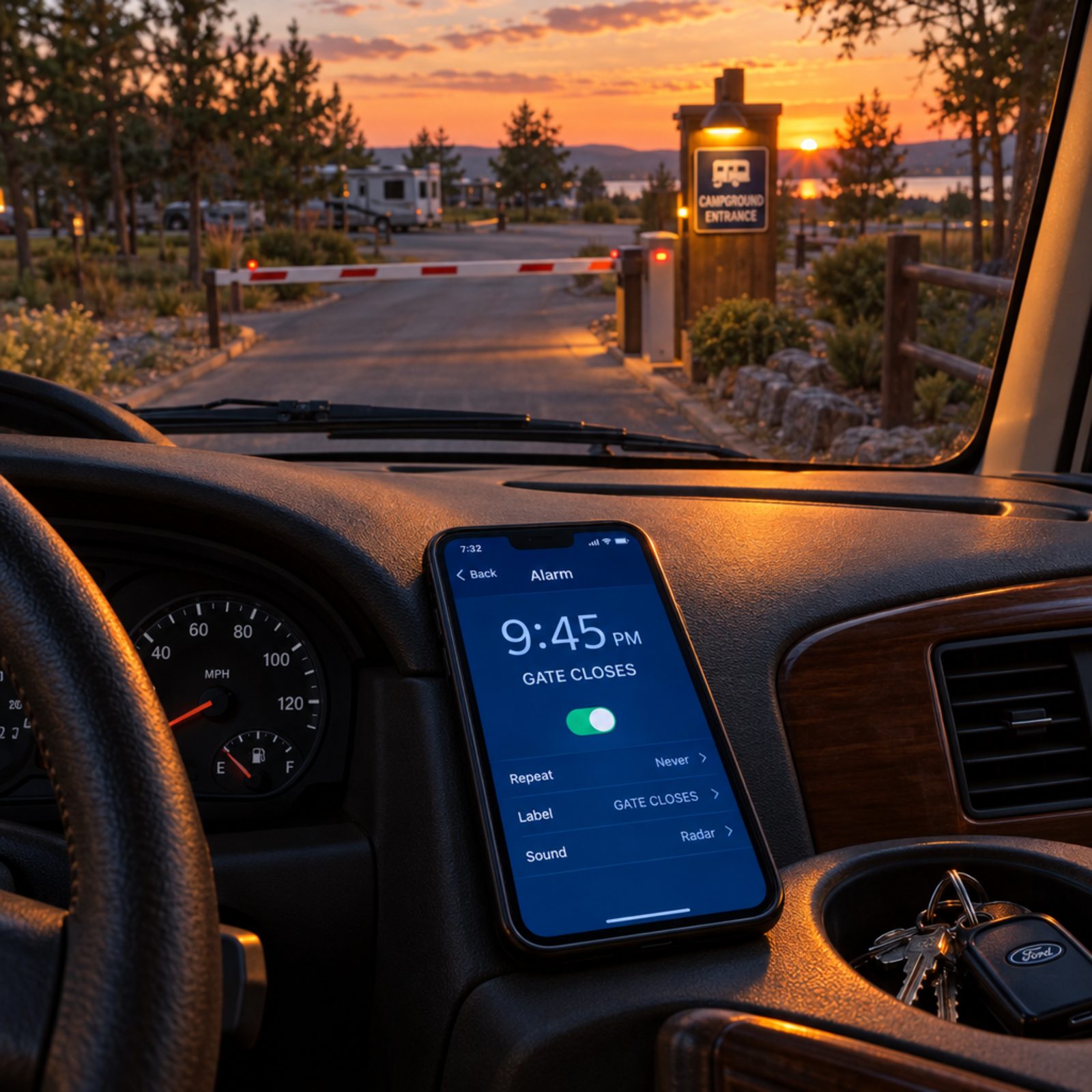 Set a Phone Alarm for the Campground's Gate-Closing Time