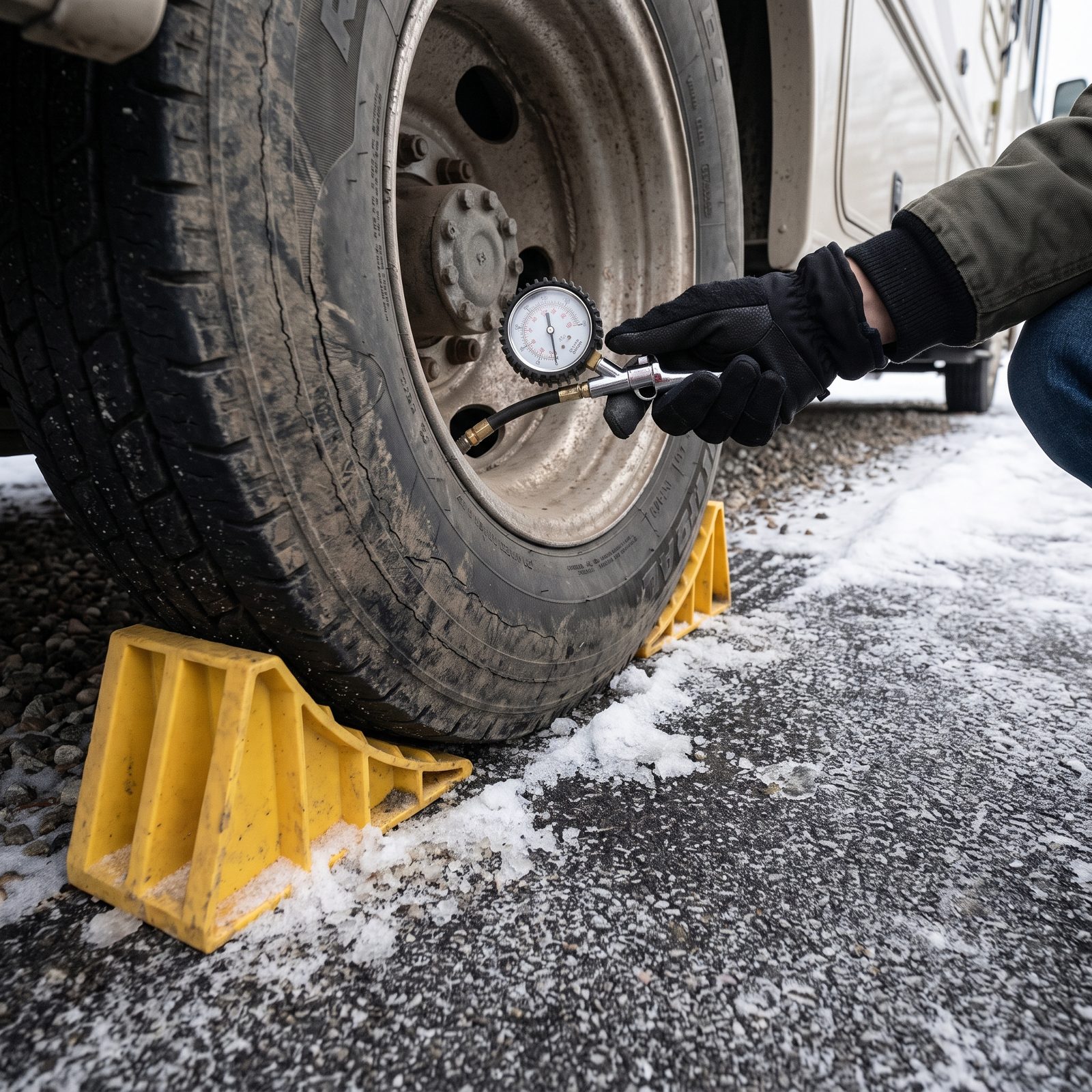 Set Storage Tire Pressures, Chock the Wheels and Release the Parking Brake