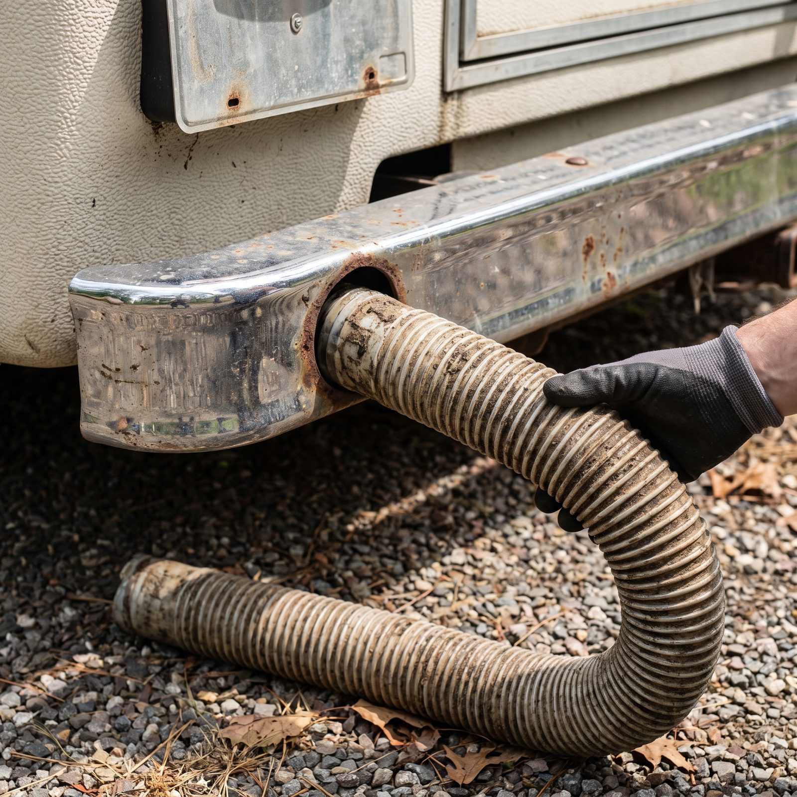 A Sewer Hose Stored in the Rear Bumper