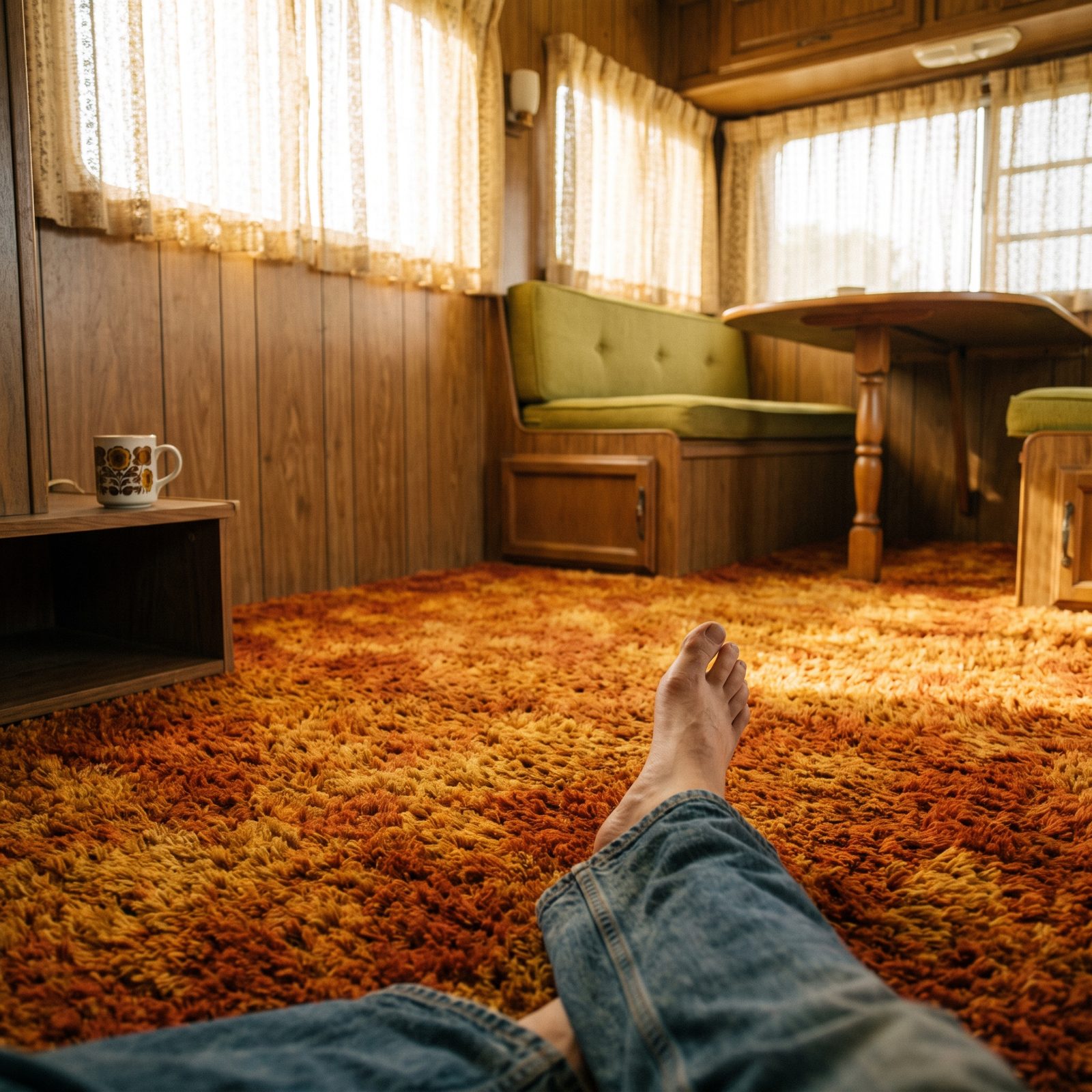 Shag Carpet Running Right Through the Living Area