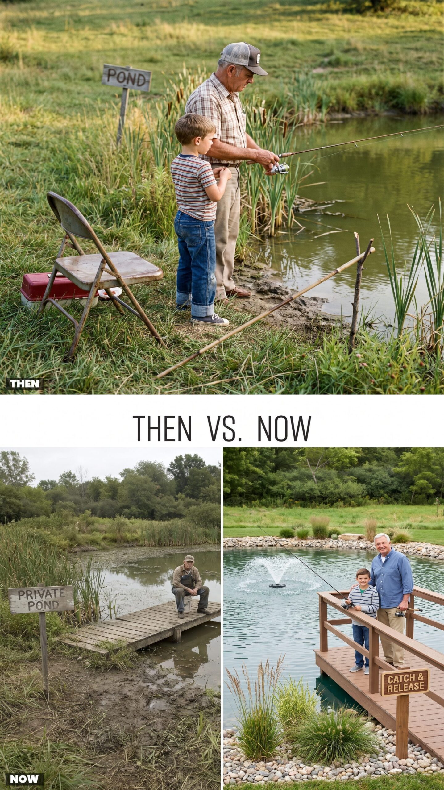 The Simple Fishing Bank vs. Today's Landscaped Catch-and-Release Pond