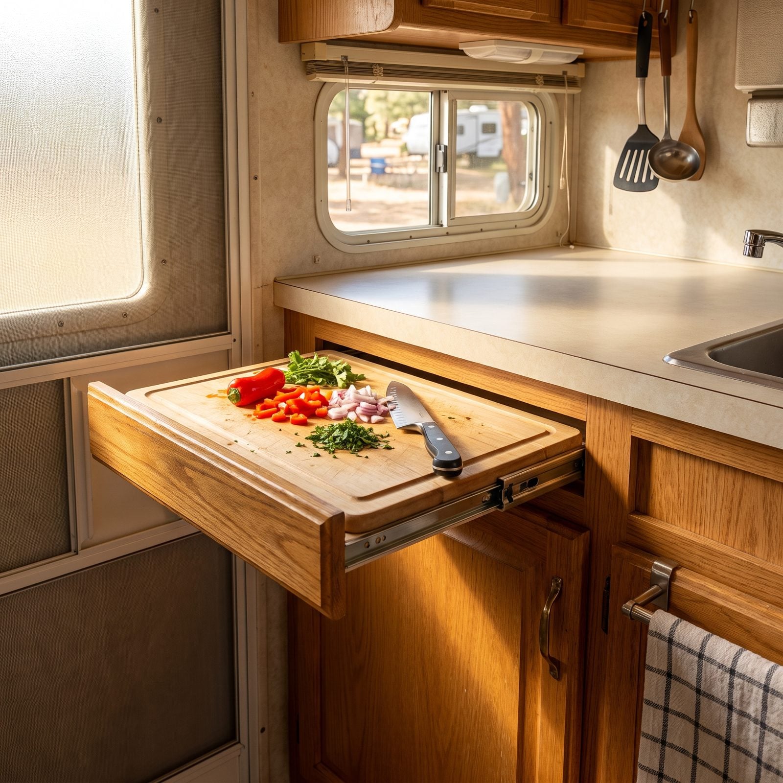 Slide a Pull-Out Prep Board Beneath the Counter