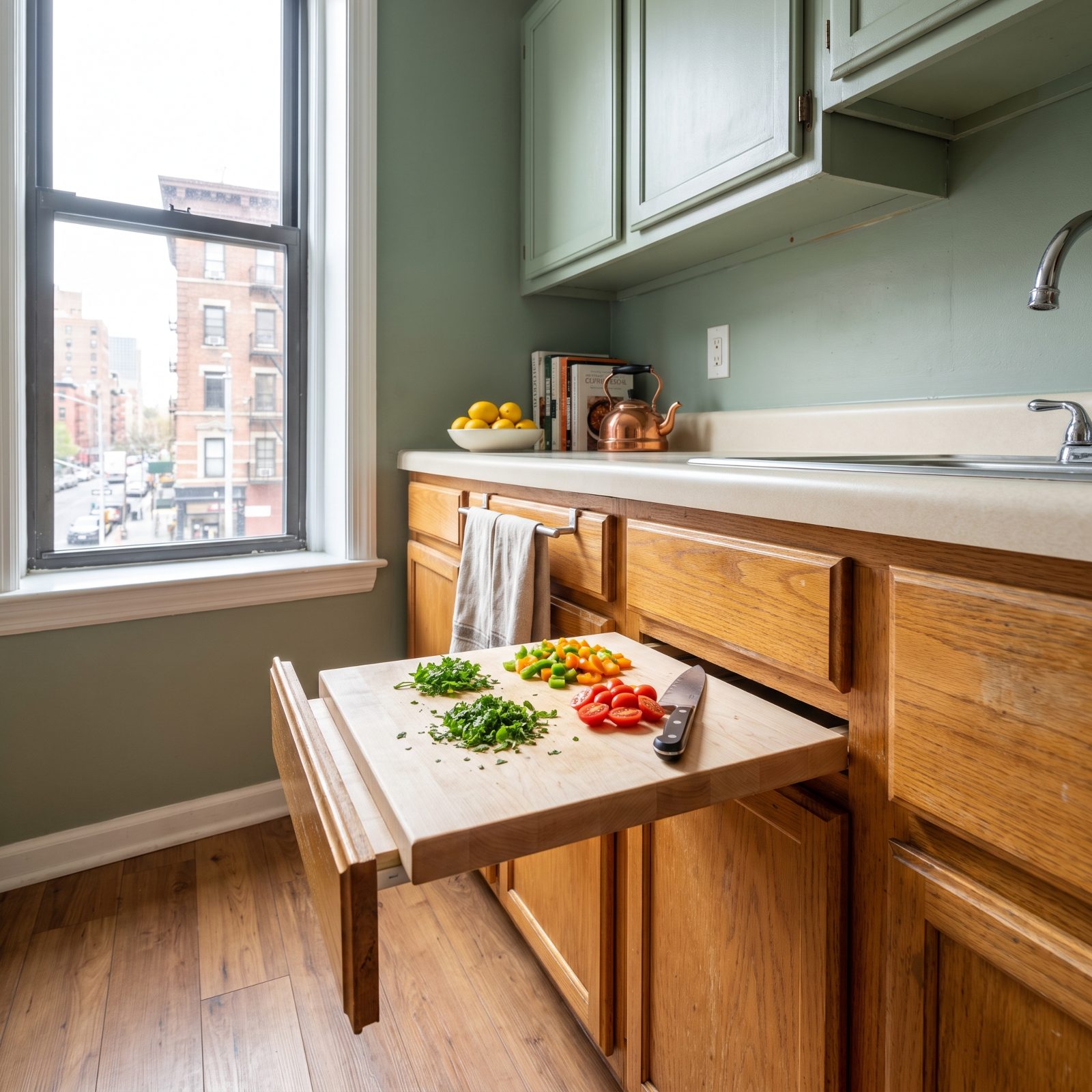 Slide a Pull-Out Prep Board Beneath the Counter
