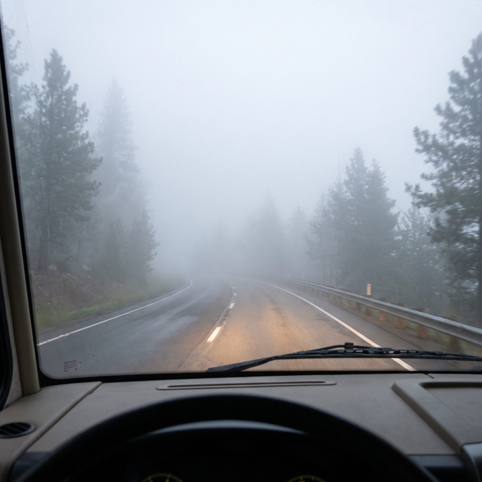 Slow Down and Use Low Beams in Fog or Low Cloud