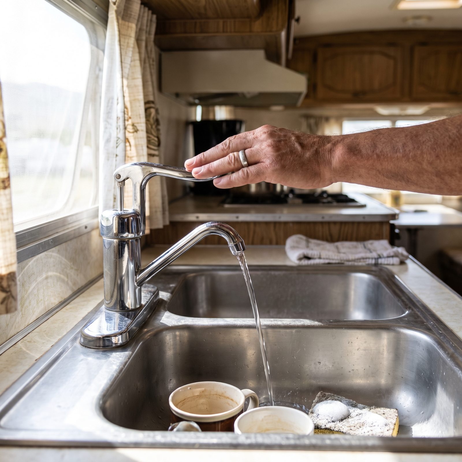 A Stainless Sink and the Hand Pump That Fed It