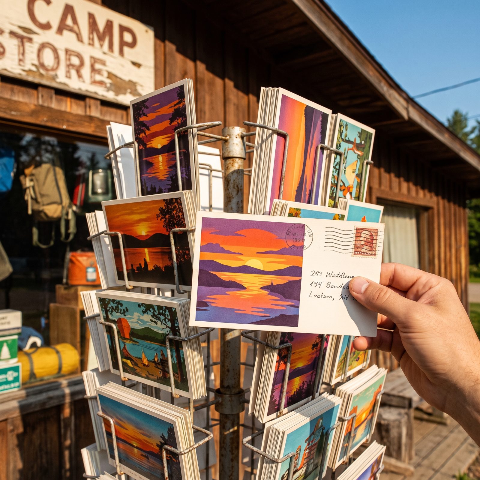 Stamped Postcards Ready to Mail From the Campground