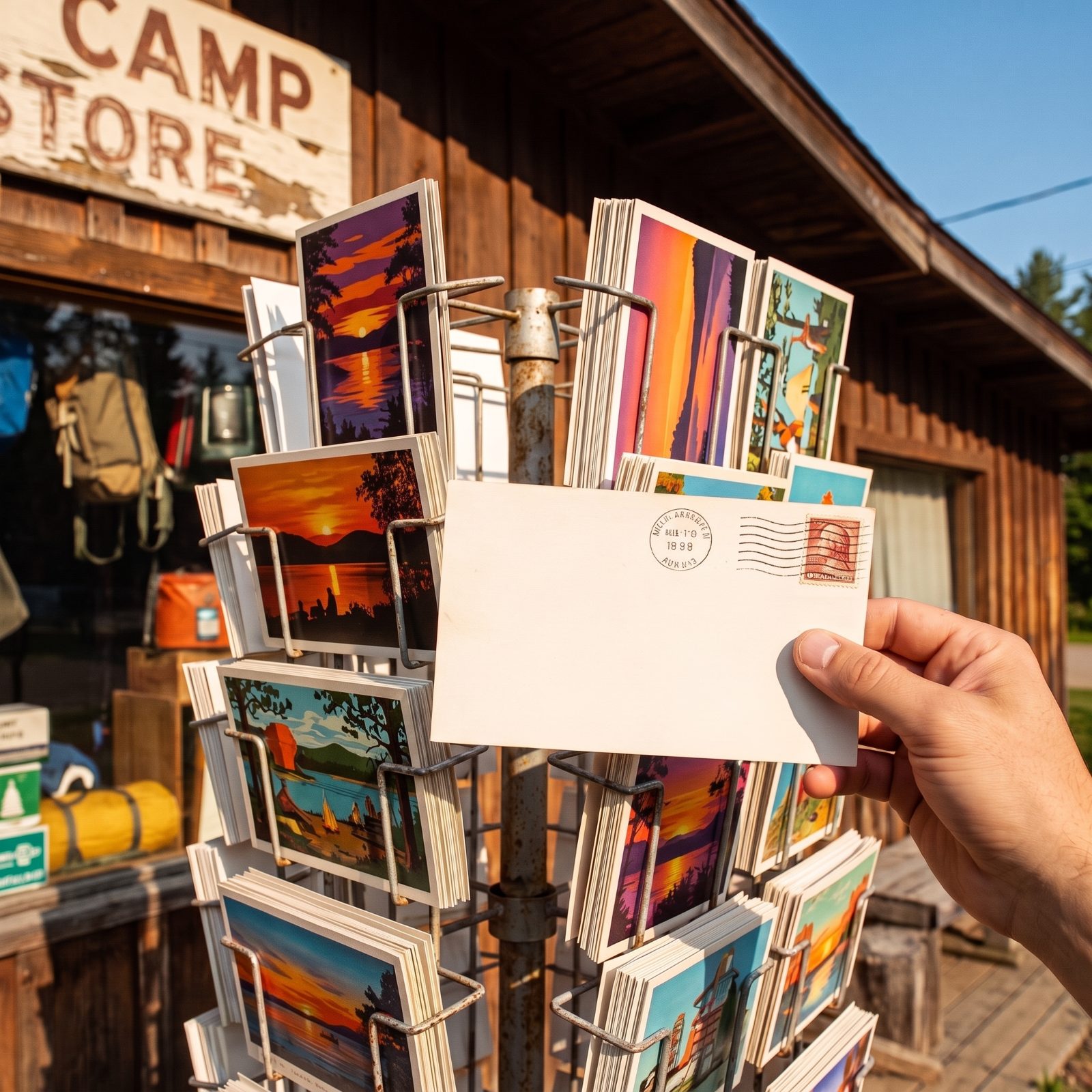 Stamped Postcards Ready to Mail From the Campground