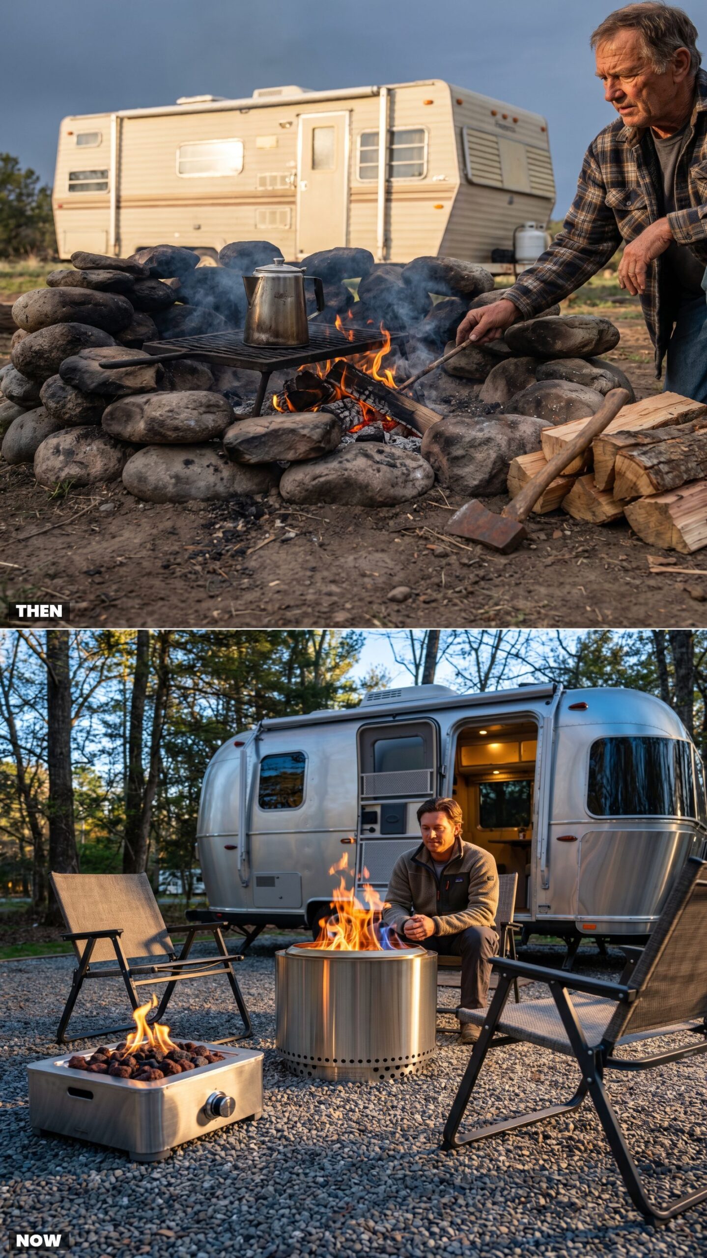The Stone Fire Circle vs. Today's Adjustable Smokeless Fire Pit