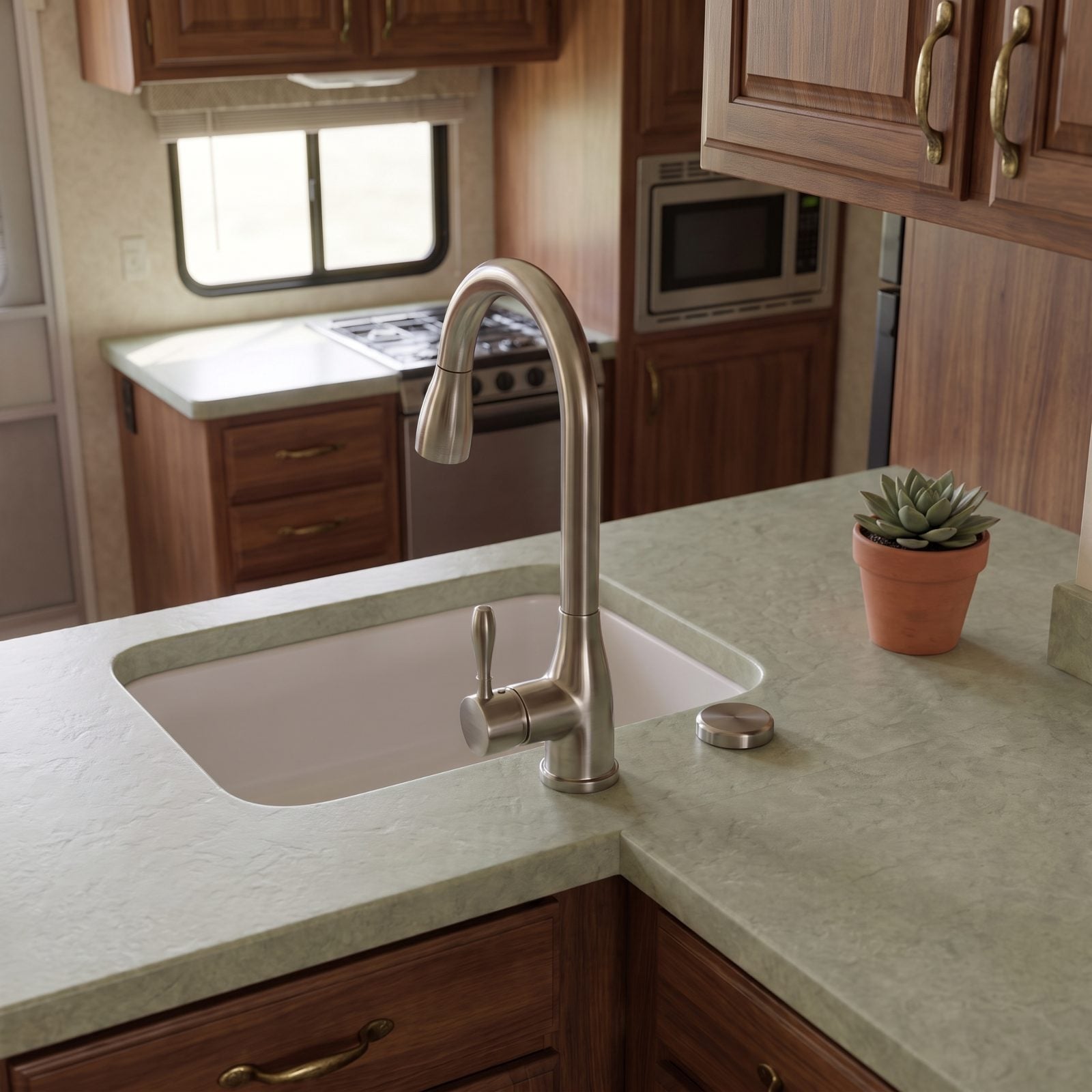 Swap the Bulky Faucet and Sprayer for a Slim Pull-Out Model