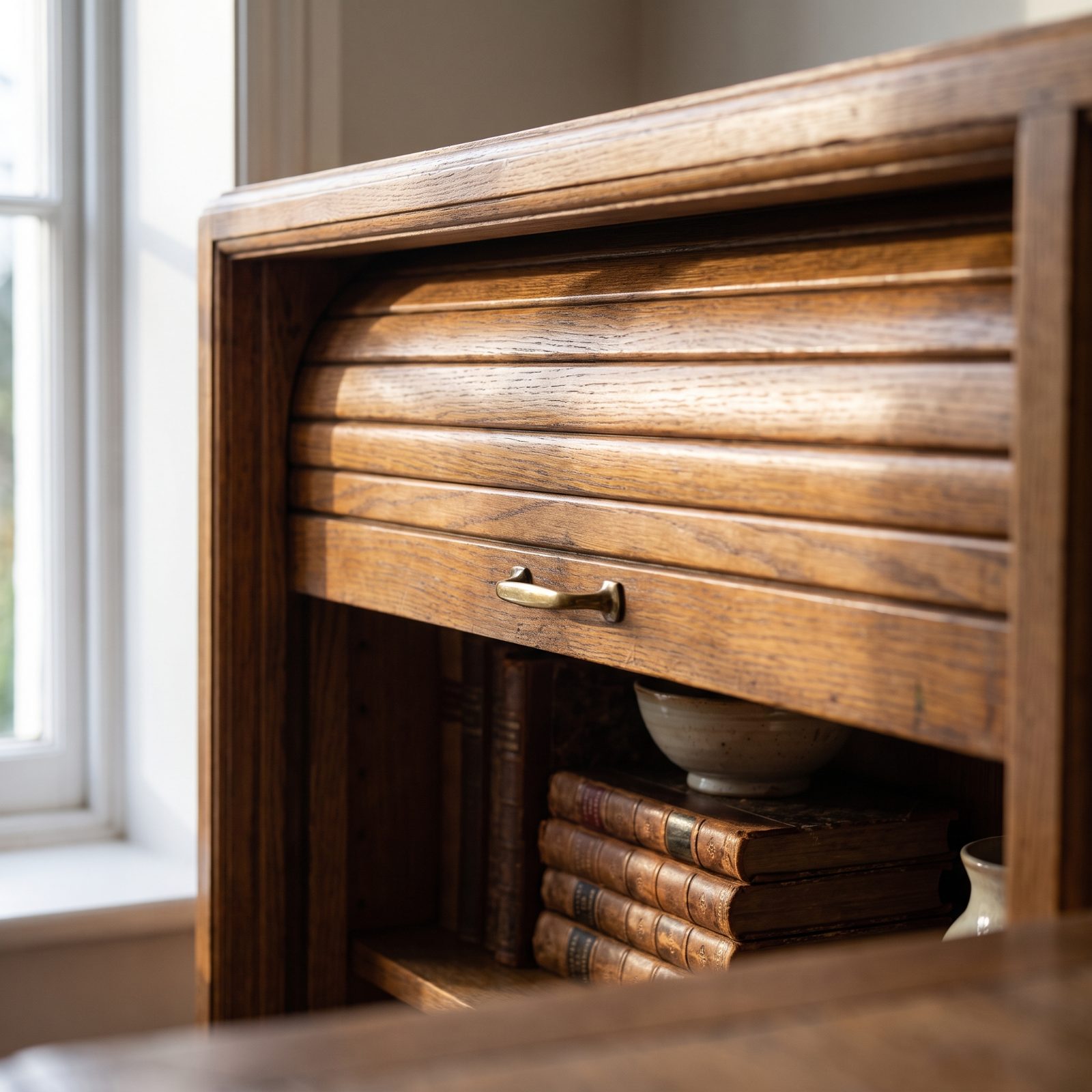 Tambour Doors That Rolled Away Into the Cabinetry