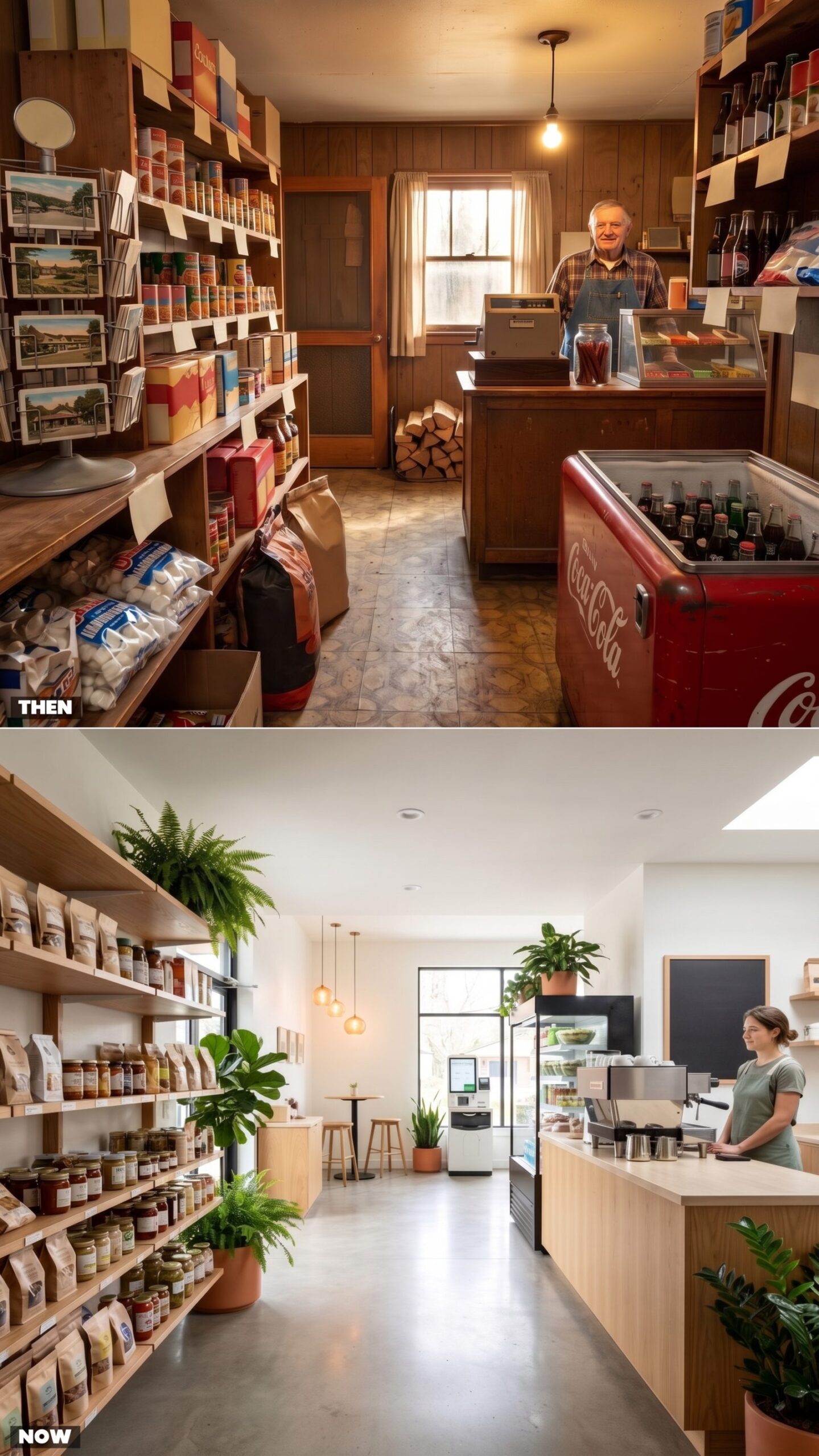 The Tiny Camp Store vs. Today's Full-Service Market and Coffee Bar