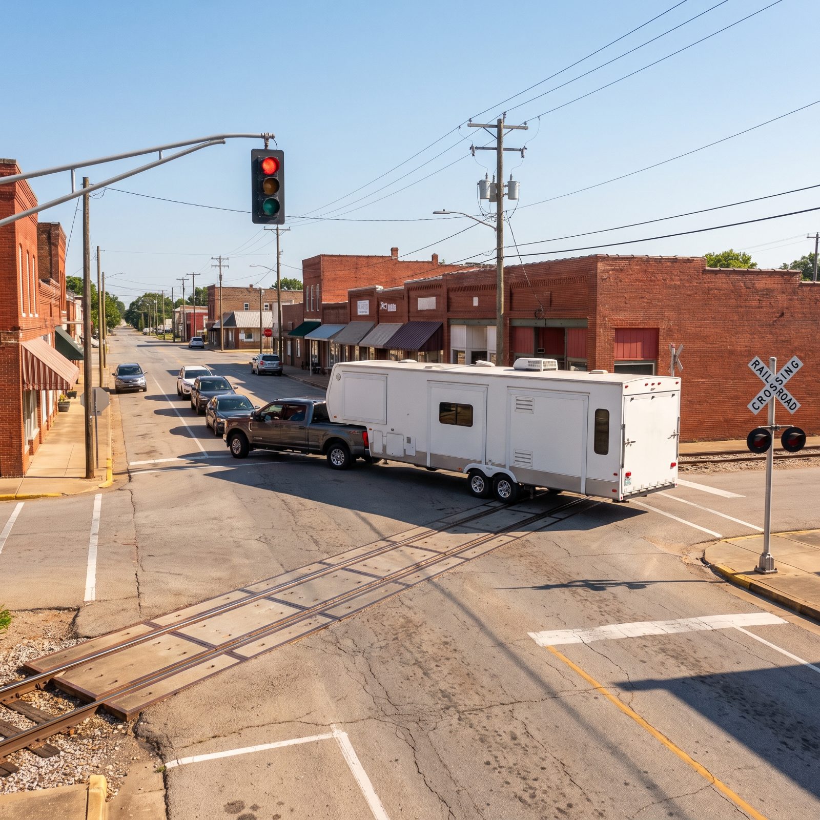 Traffic Lights Right Past the Tracks That Trap You On the Rails