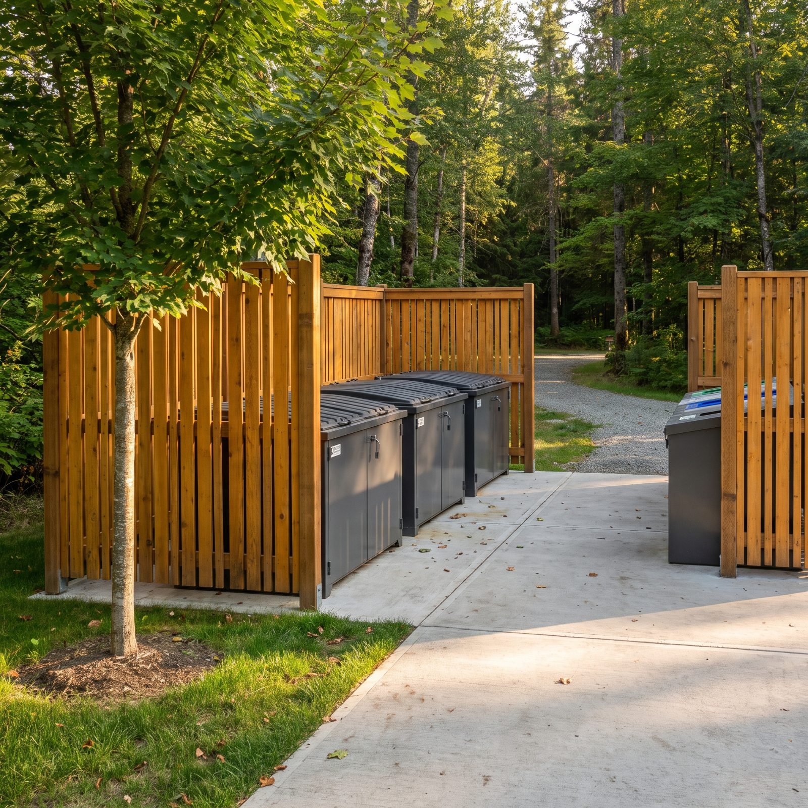 Trash and Recycling Areas Are Screened and Tidy