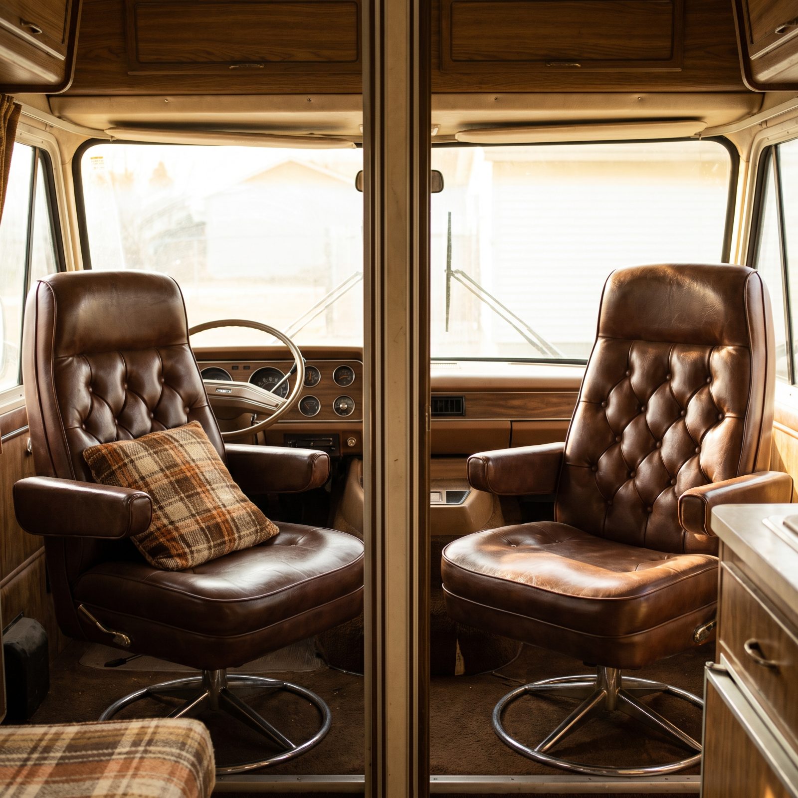 Tufted Vinyl Captain's Chairs Built Like Recliner Thrones
