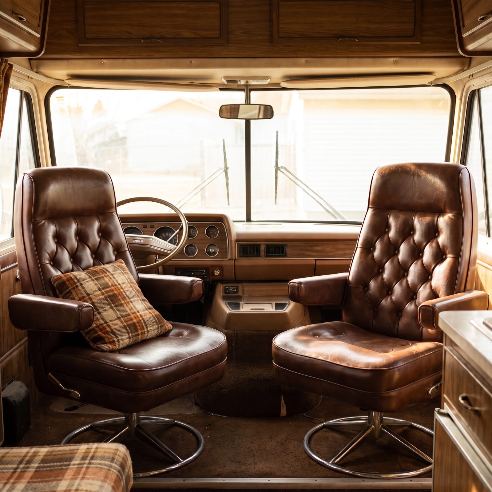 Tufted Vinyl Captain's Chairs Built Like Recliner Thrones