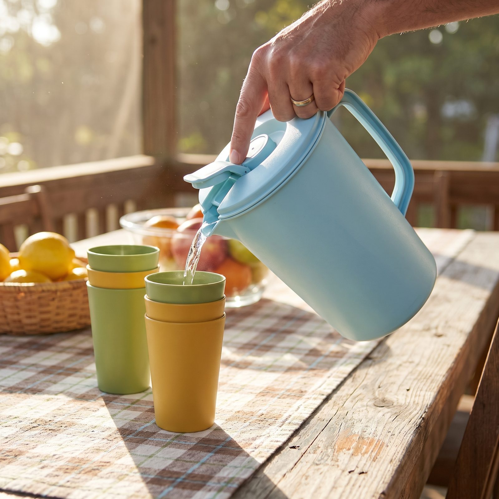 The Tupperware Pitcher and Its Matching Pastel Tumblers