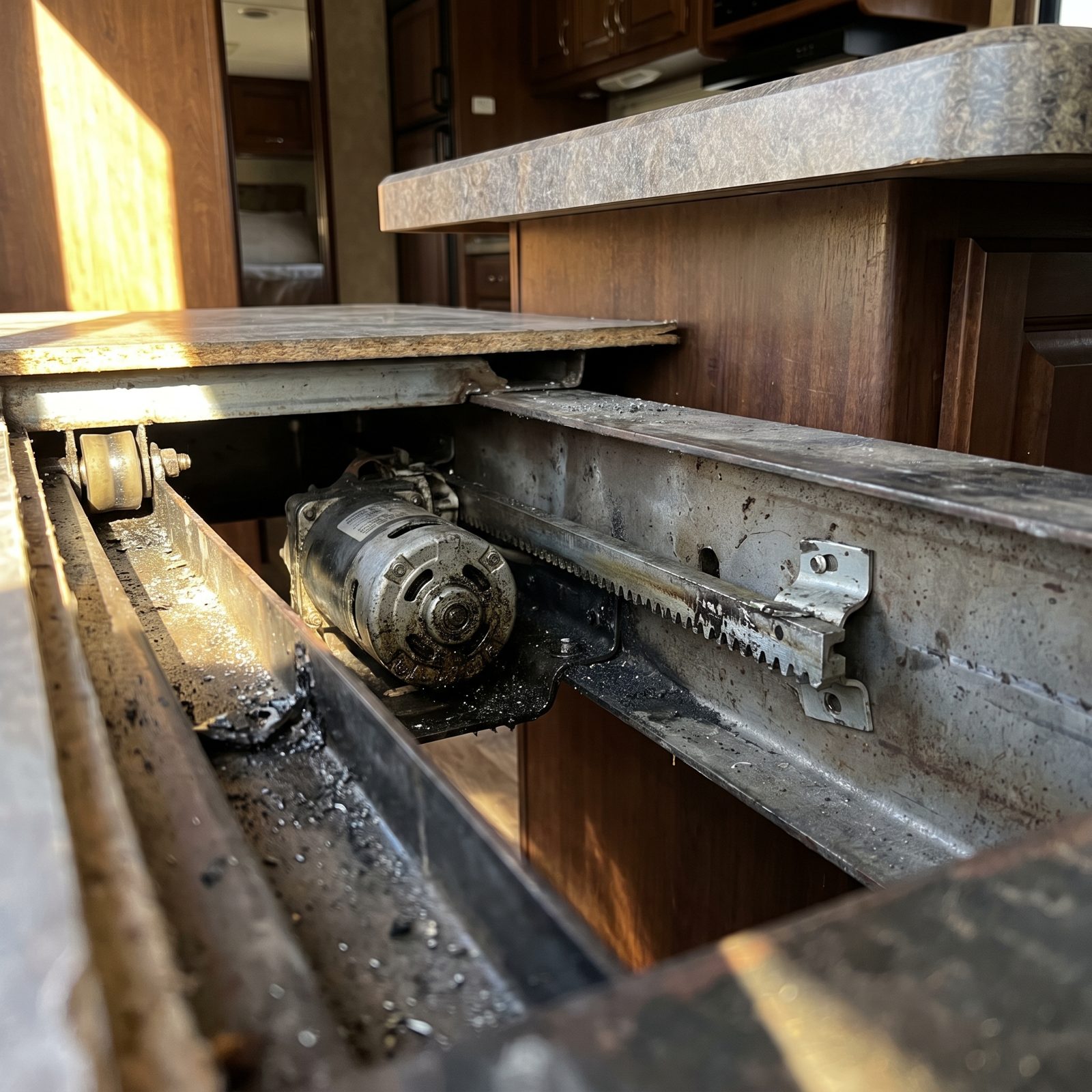 Undersized Slide Mechanisms Bolted Under Rooms That Are Too Heavy for Them