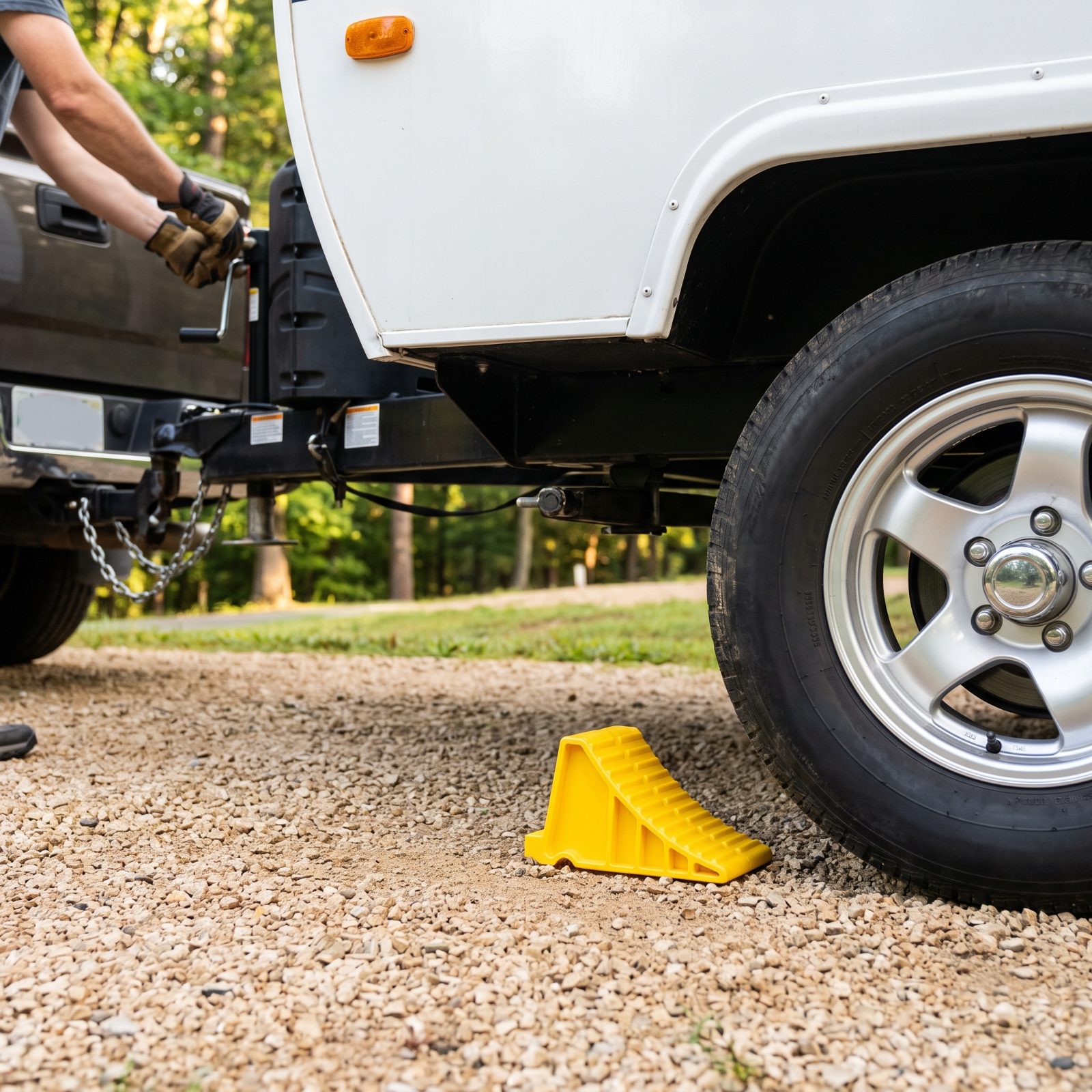 Unhitching Before Chocking the Trailer Wheels