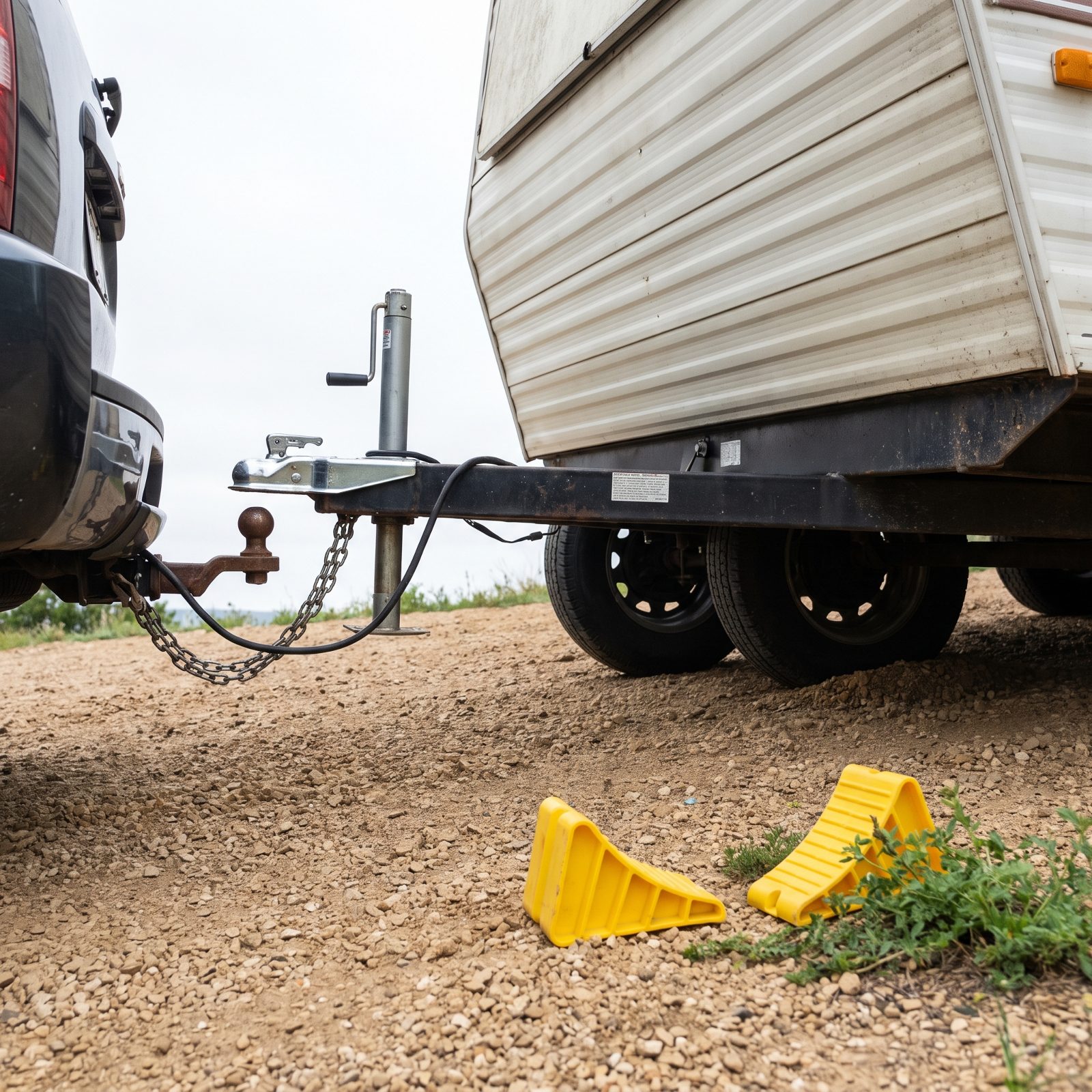 Unhitching Before Chocking the Wheels Lets the Trailer Shift