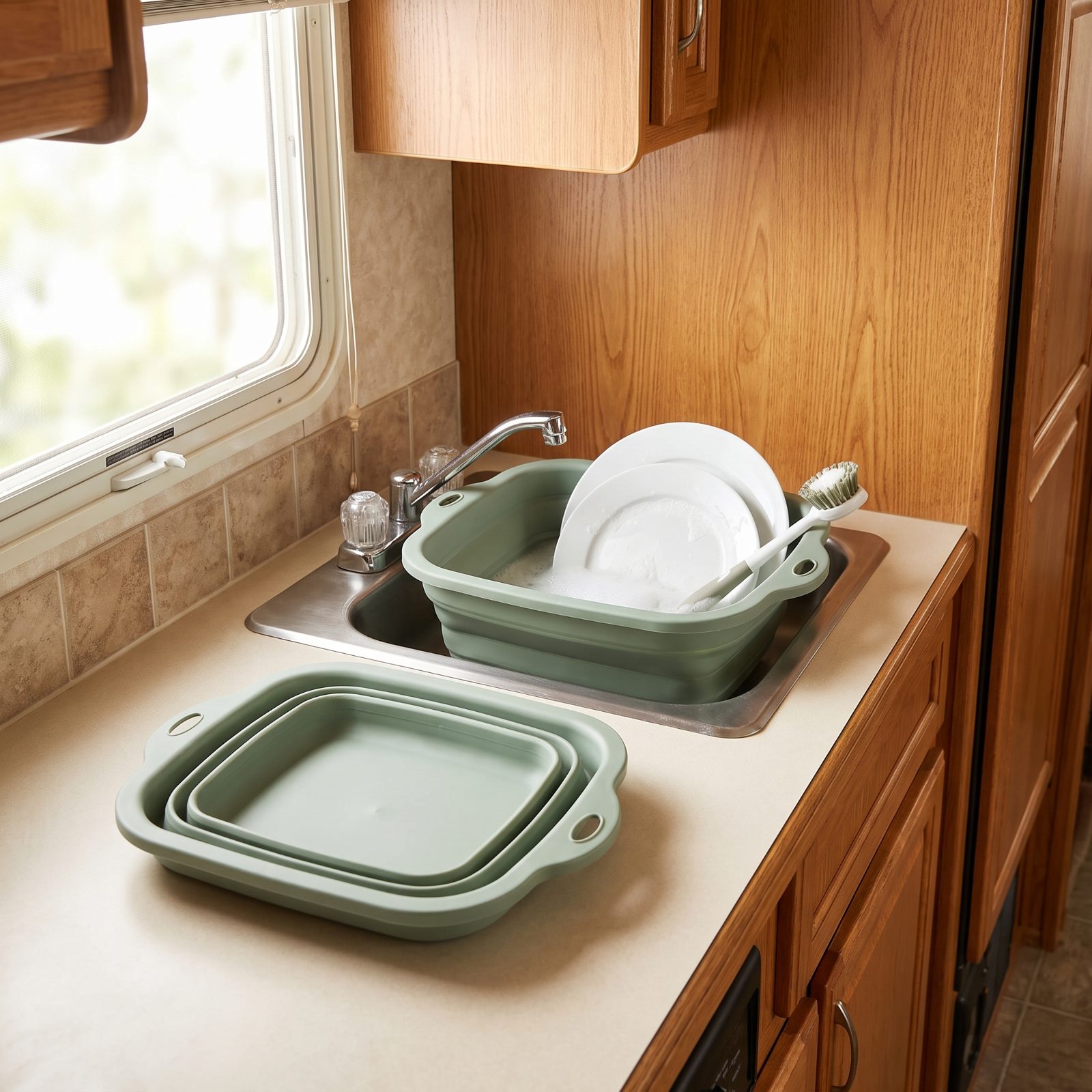 Use a Collapsible Basin That Disappears After Washing Up