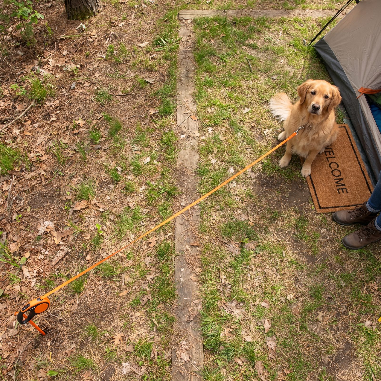 Using a Long Pet Tether That Reaches Into Other Sites
