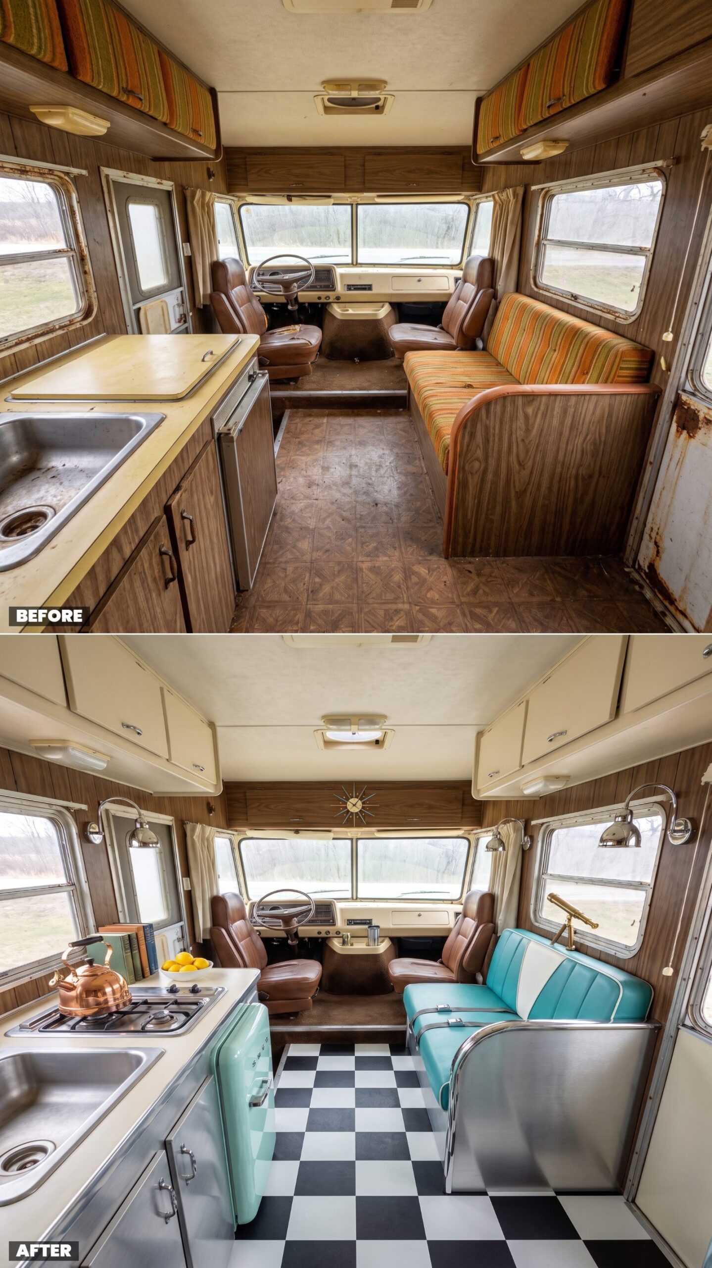Vintage Airstream-Luxe in Polished Aluminum and Teal