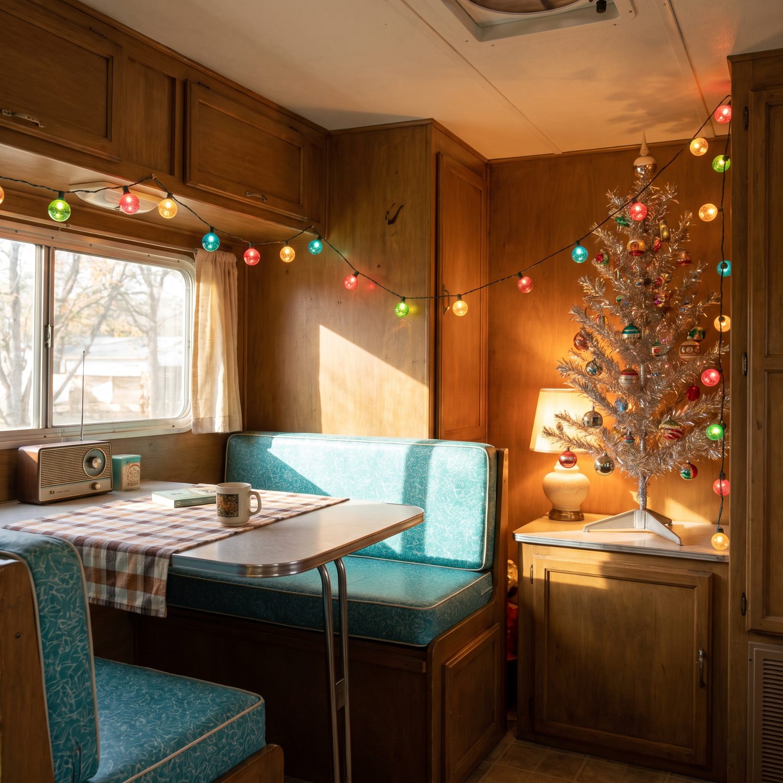 A Vintage Shasta With Retro Bubble Lights and Aluminum Tinsel