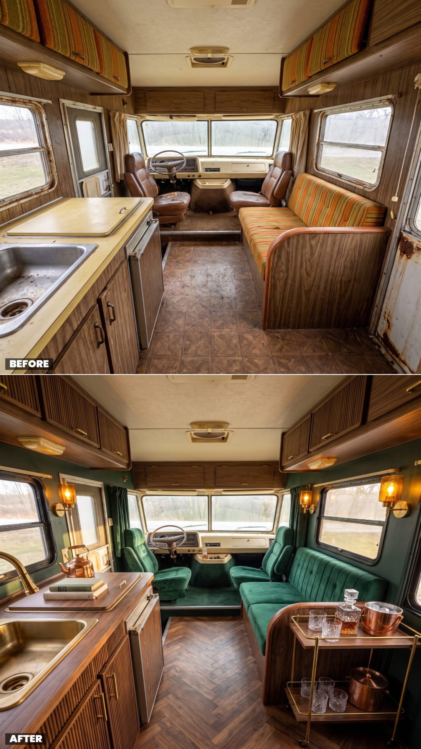 Walnut and Brass Supper-Club Luxe for the Dinette