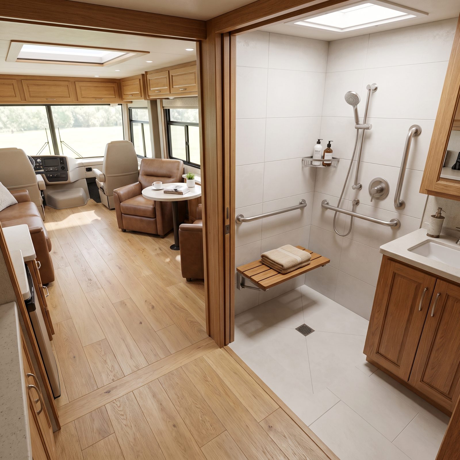 The Wheelchair-Friendly Motorhome With Wide Aisles and a Roll-In Shower