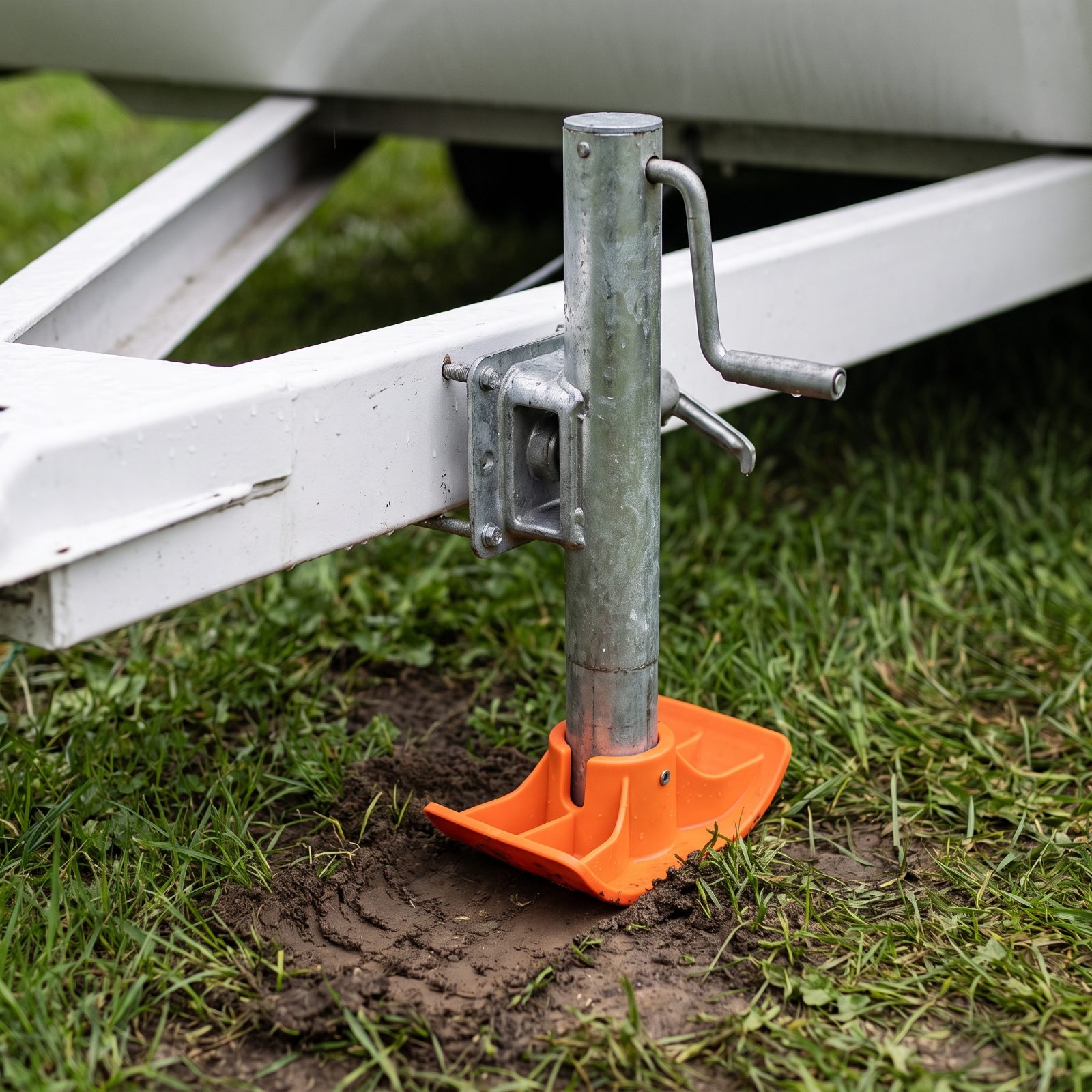 A Wide Snap-On Foot That Keeps the Tongue Jack From Sinking